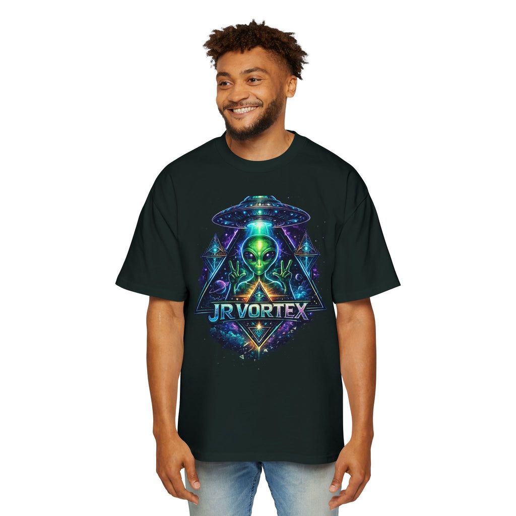 Alien Vortex Graphic Tee — Men’s Oversized UFO T-Shirt Printify