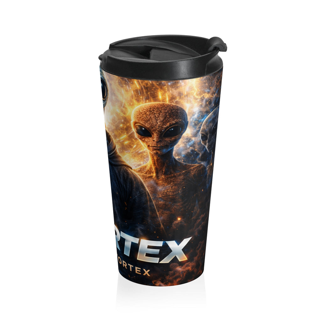 Alien Vortex Stainless Steel Travel Mug — Sci‑Fi Extraterrestrial Design