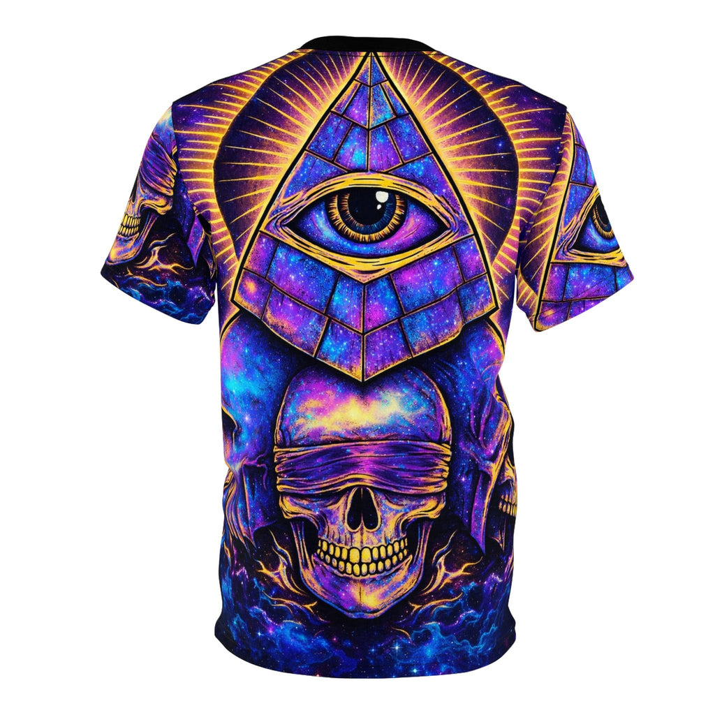 All-Over Print Eye Pyramid Skull Tee — Occult Mystic Graphic T-Shirt Printify