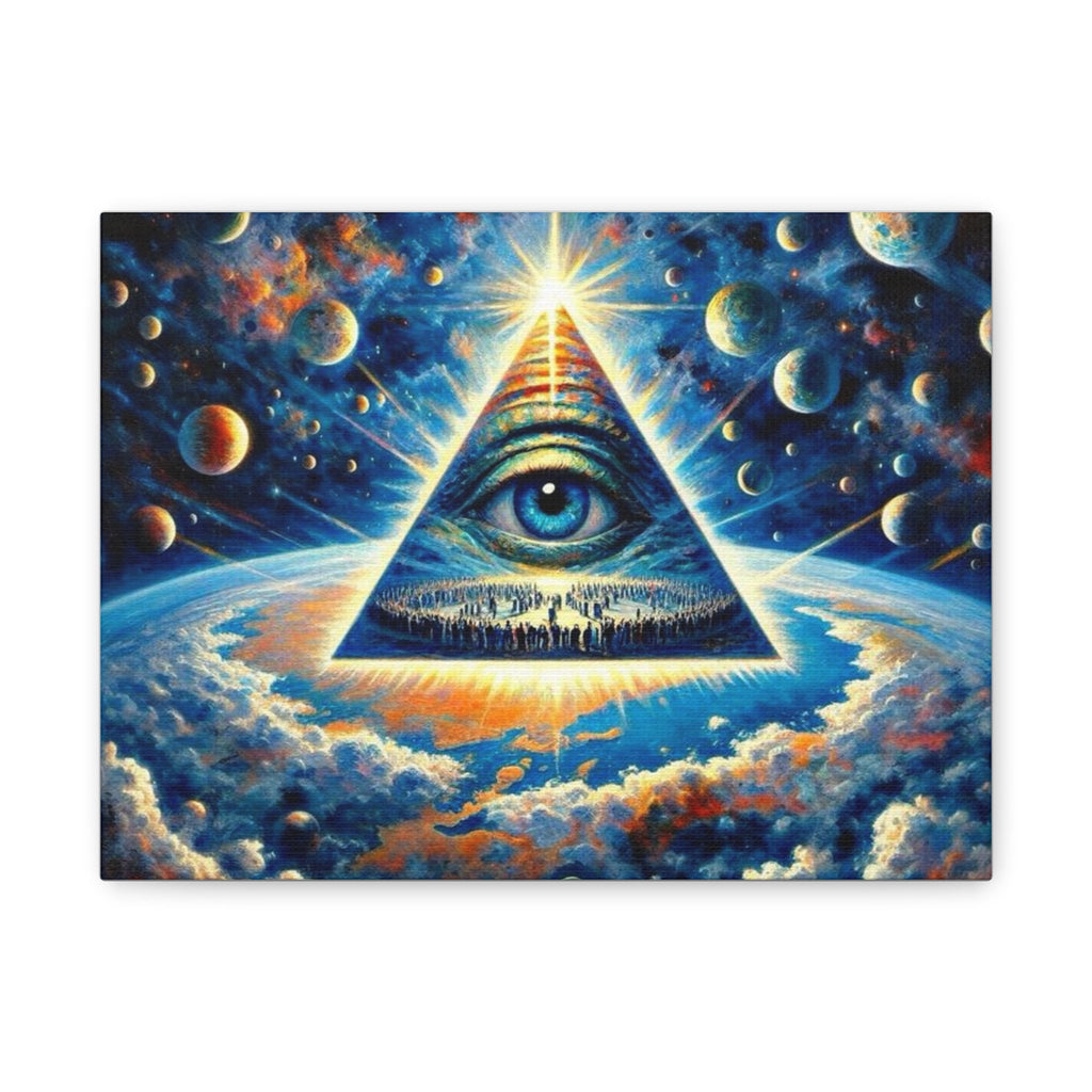 All-Seeing Pyramid Canvas Wall Art — Mystical Eye Space Print Printify