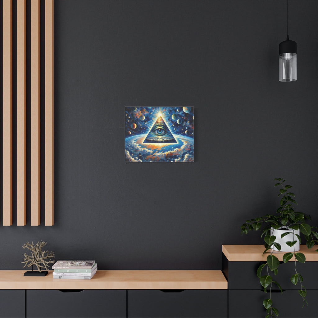 All-Seeing Pyramid Canvas Wall Art — Mystical Eye Space Print Printify