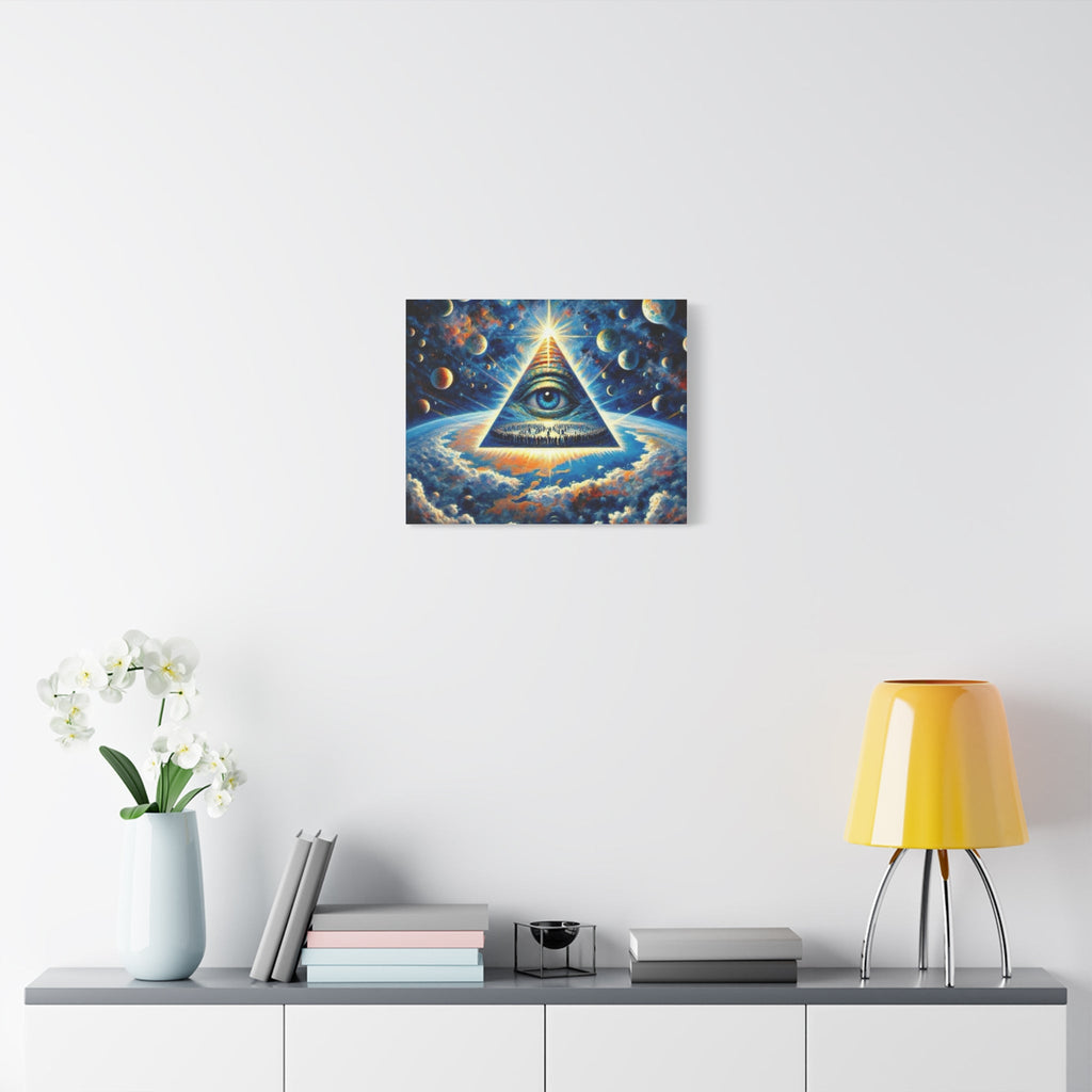 All-Seeing Pyramid Canvas Wall Art — Mystical Eye Space Print Printify