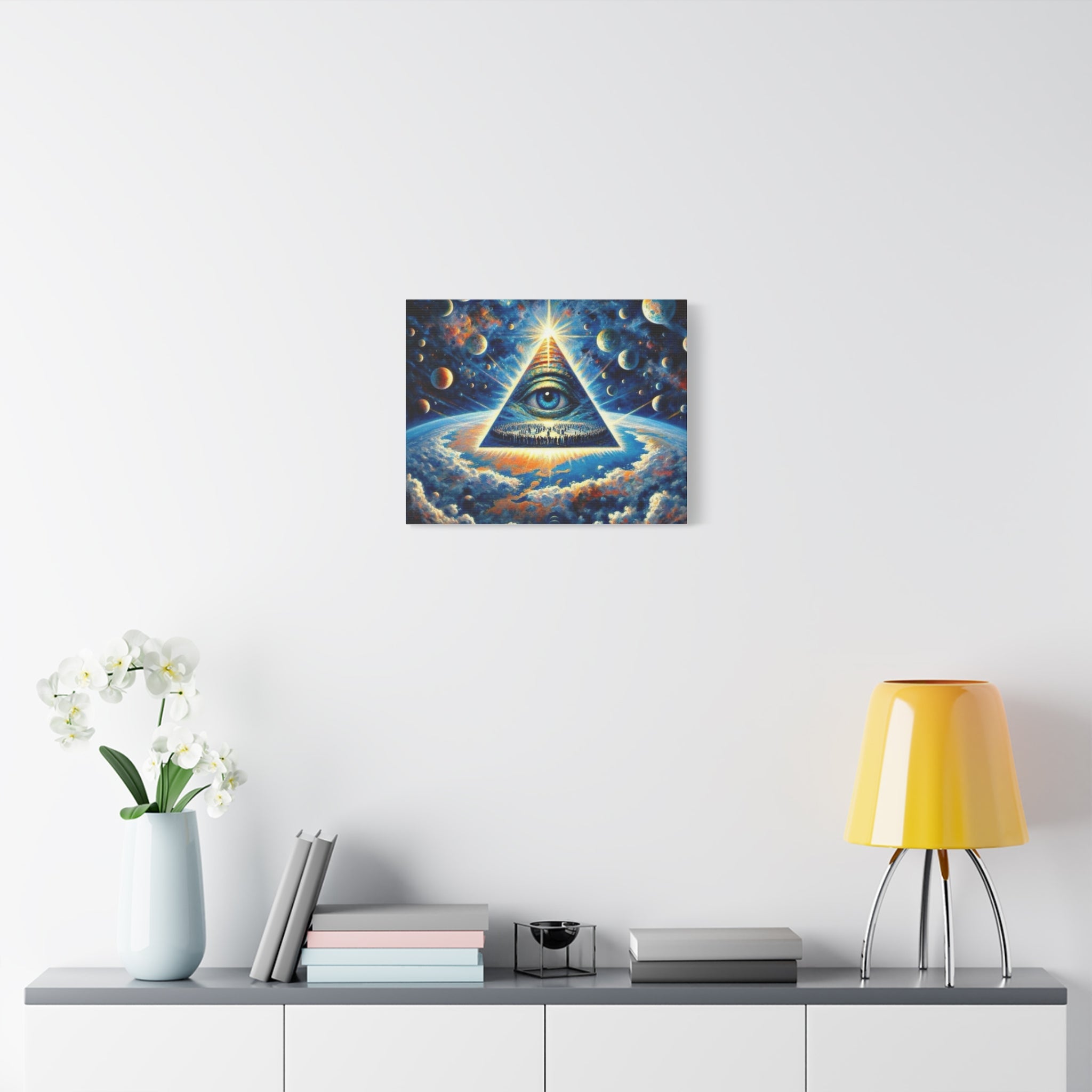 All-Seeing Pyramid Canvas Wall Art — Mystical Eye Space Print Printify