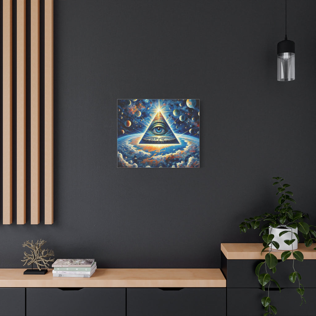 All-Seeing Pyramid Canvas Wall Art — Mystical Eye Space Print Printify
