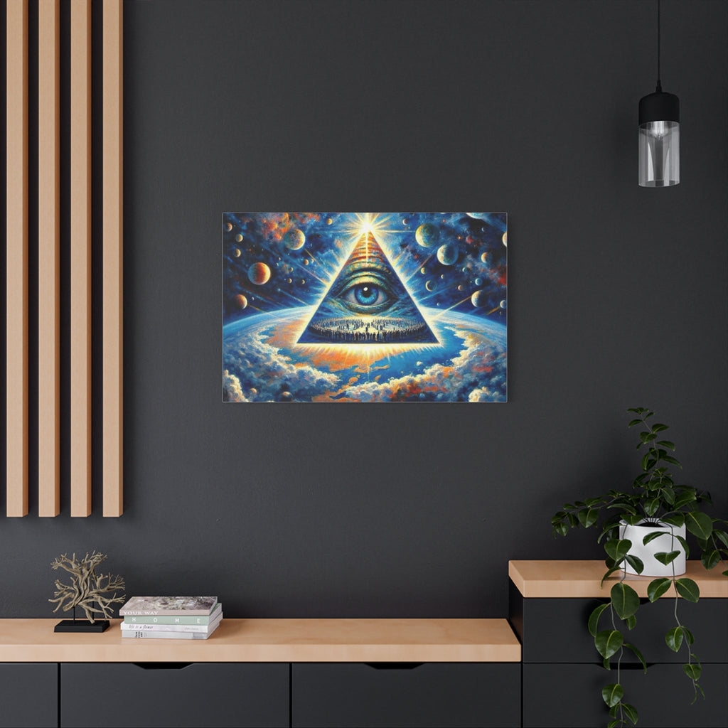 All-Seeing Pyramid Canvas Wall Art — Mystical Eye Space Print Printify