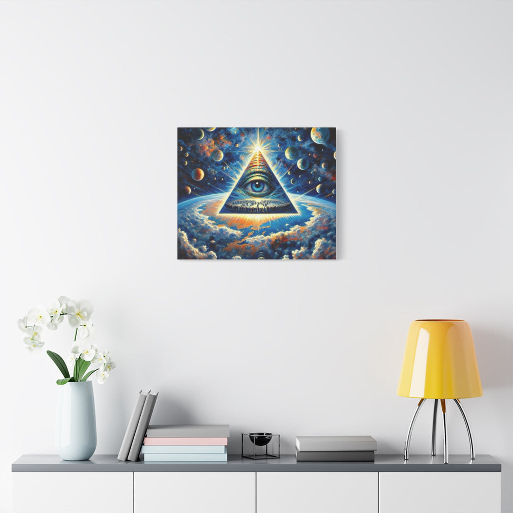 All-Seeing Pyramid Canvas Wall Art — Mystical Eye Space Print Printify