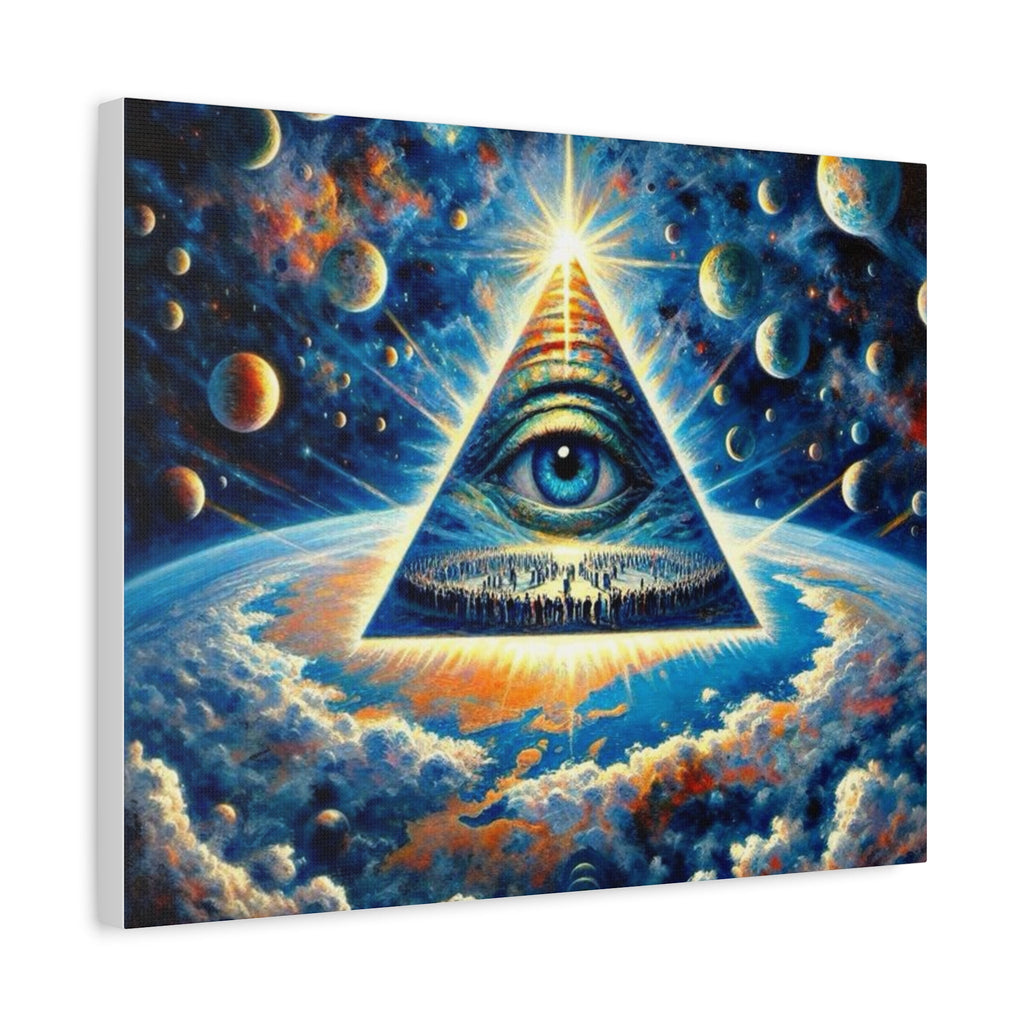 All-Seeing Pyramid Canvas Wall Art — Mystical Eye Space Print Printify