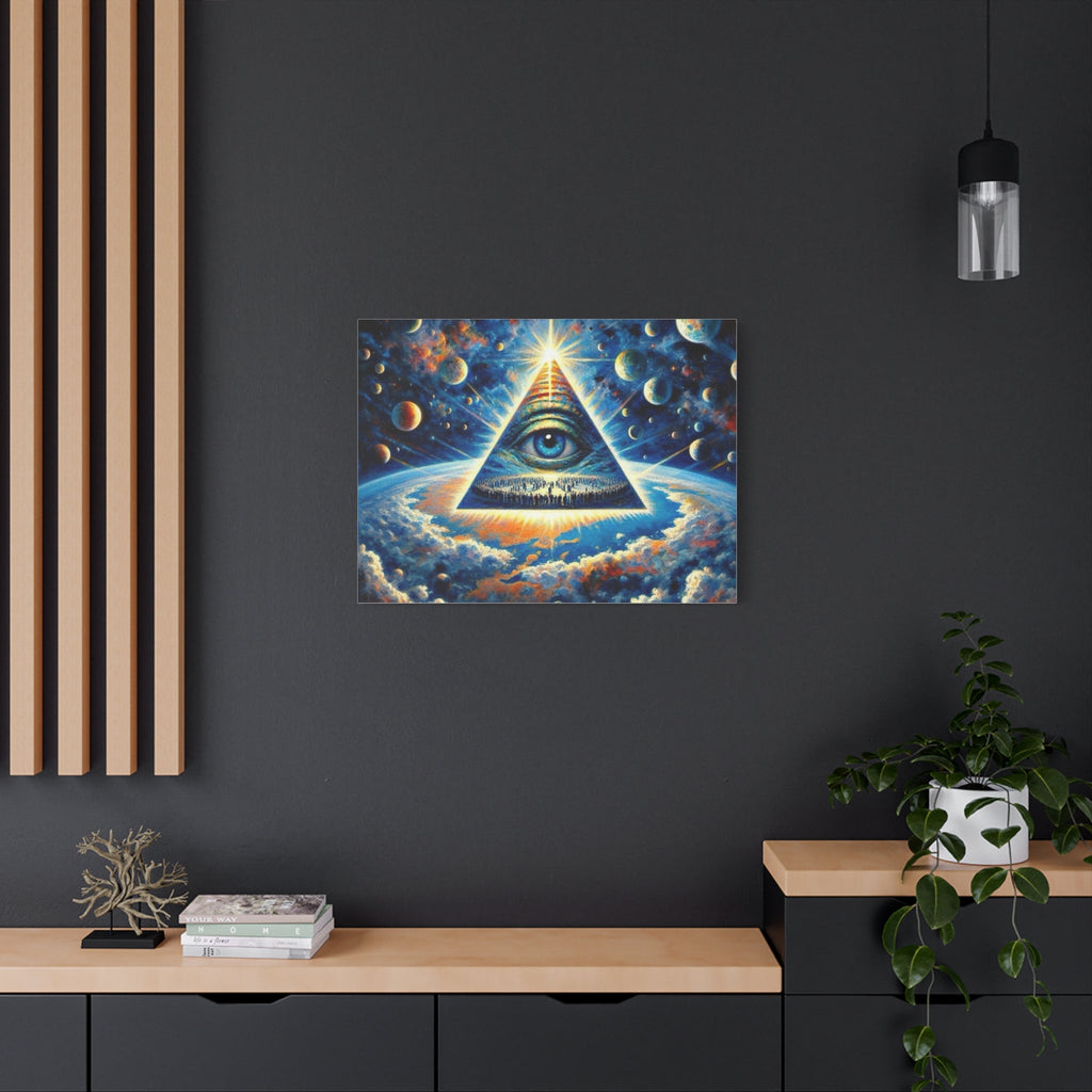 All-Seeing Pyramid Canvas Wall Art — Mystical Eye Space Print Printify