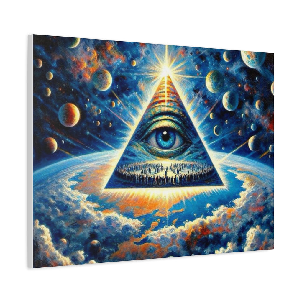 All-Seeing Pyramid Canvas Wall Art — Mystical Eye Space Print Printify