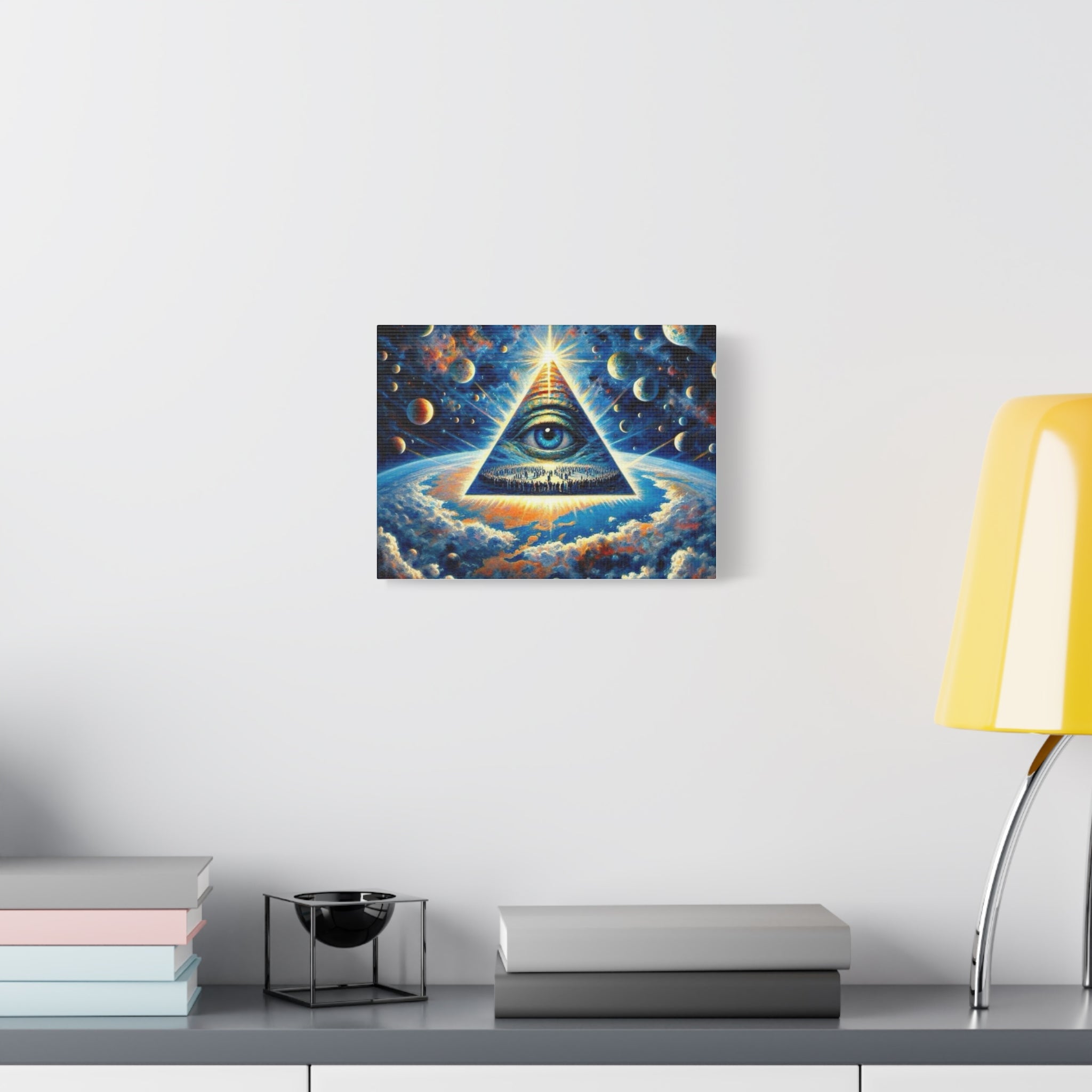 All-Seeing Pyramid Canvas Wall Art — Mystical Eye Space Print Printify