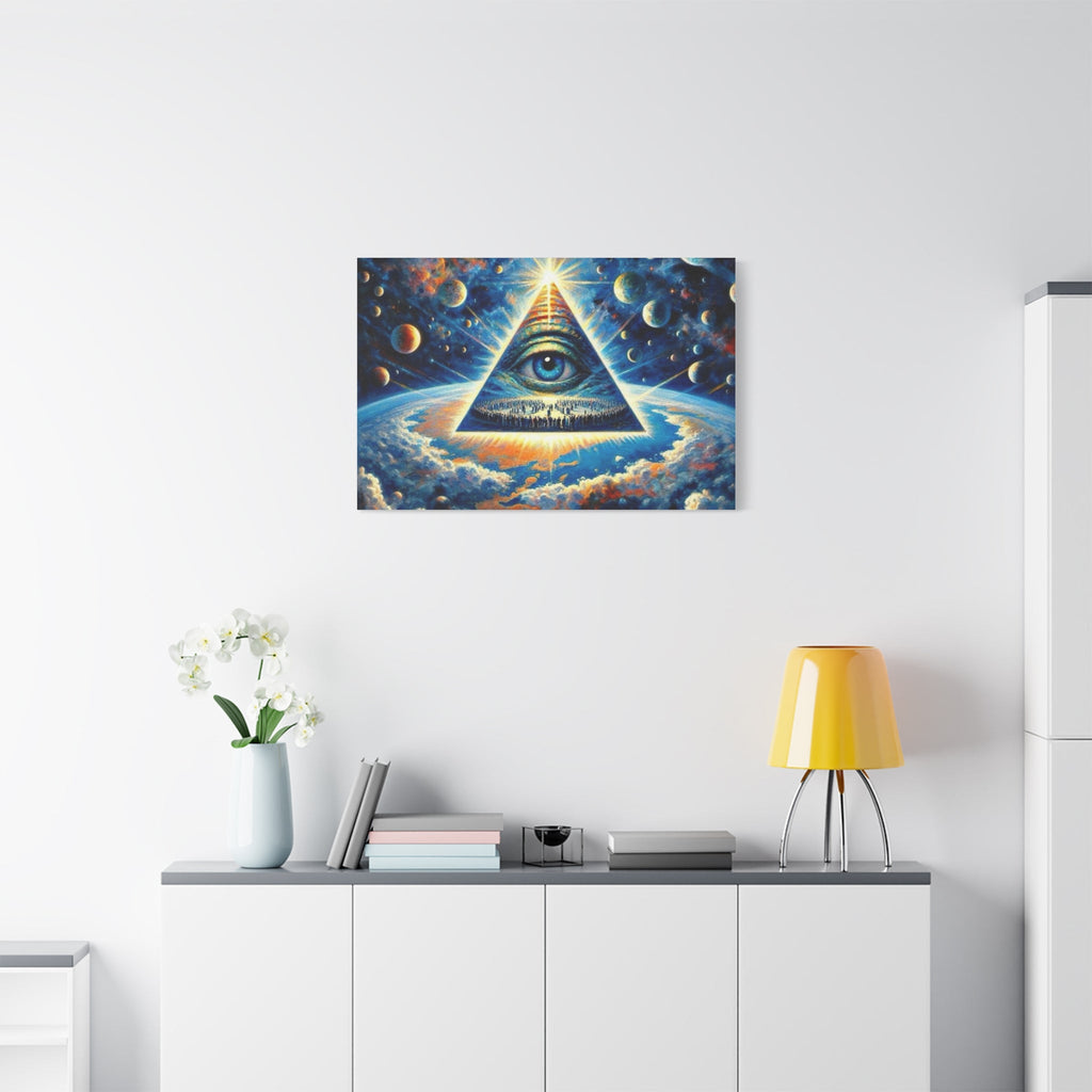 All-Seeing Pyramid Canvas Wall Art — Mystical Eye Space Print Printify