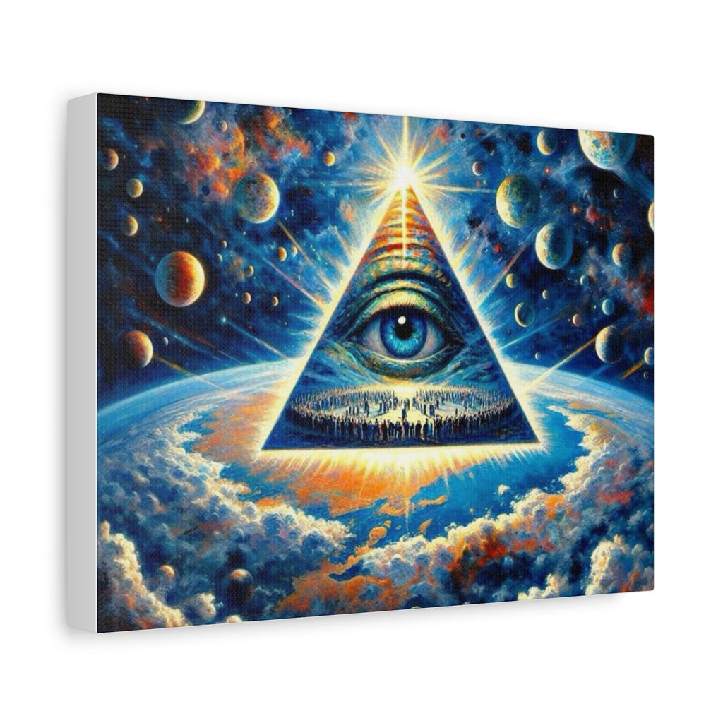 All-Seeing Pyramid Canvas Wall Art — Mystical Eye Space Print Printify