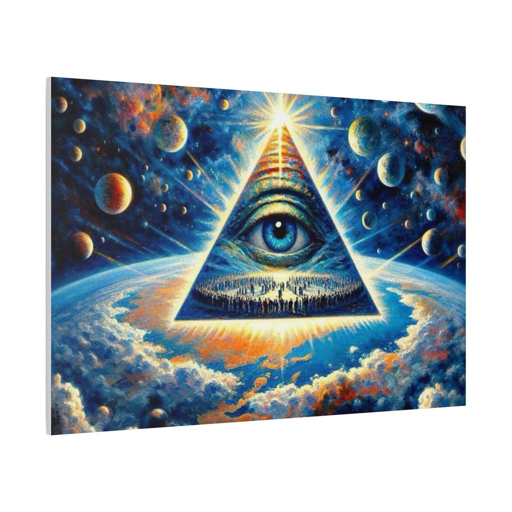 All-Seeing Pyramid Canvas Wall Art — Mystical Eye Space Print Printify