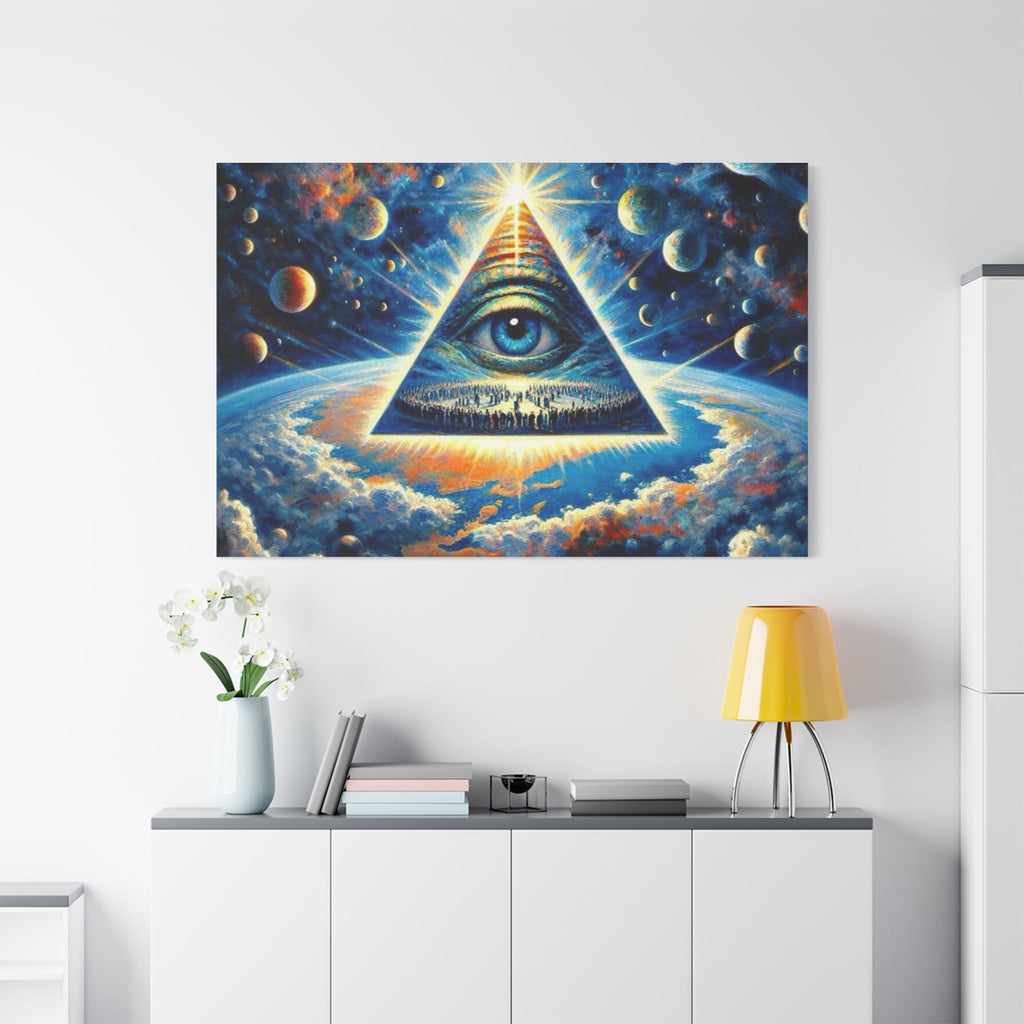 All-Seeing Pyramid Canvas Wall Art — Mystical Eye Space Print Printify