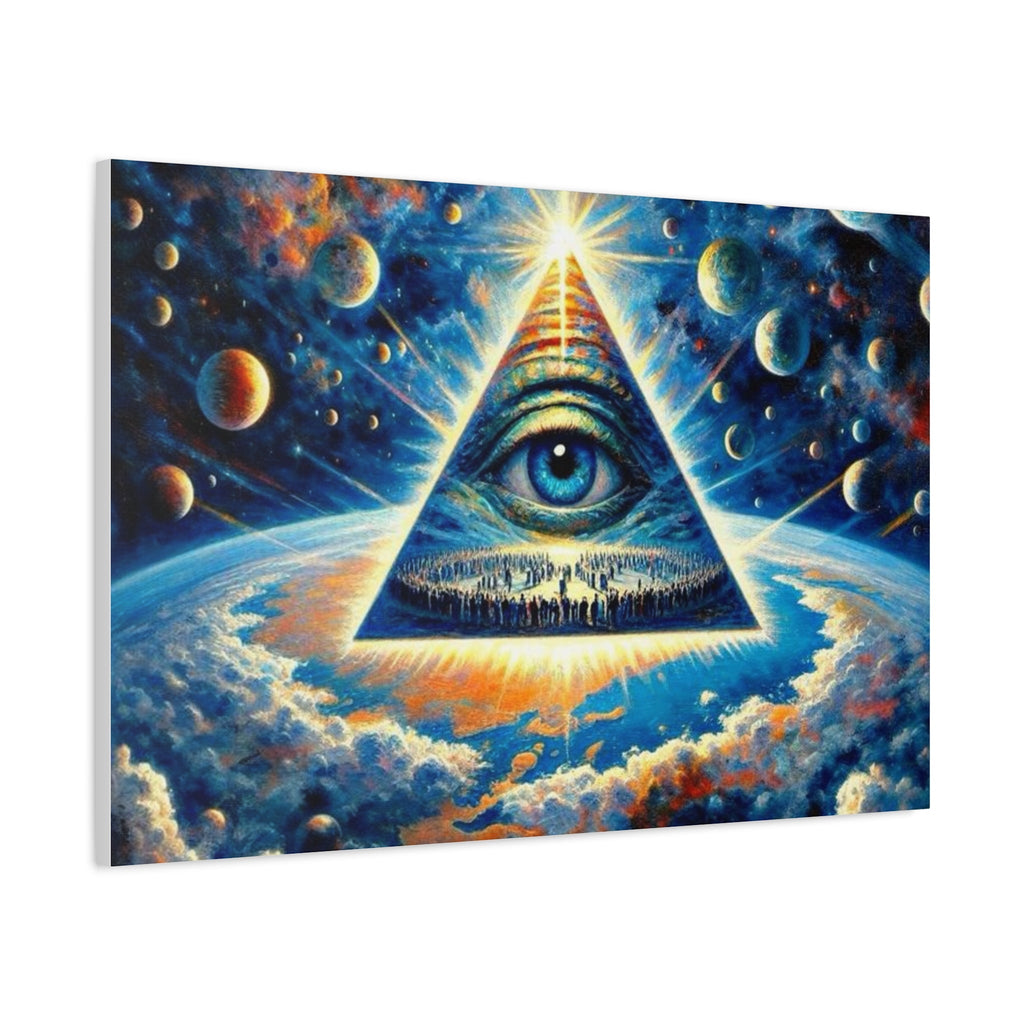 All-Seeing Pyramid Canvas Wall Art — Mystical Eye Space Print Printify