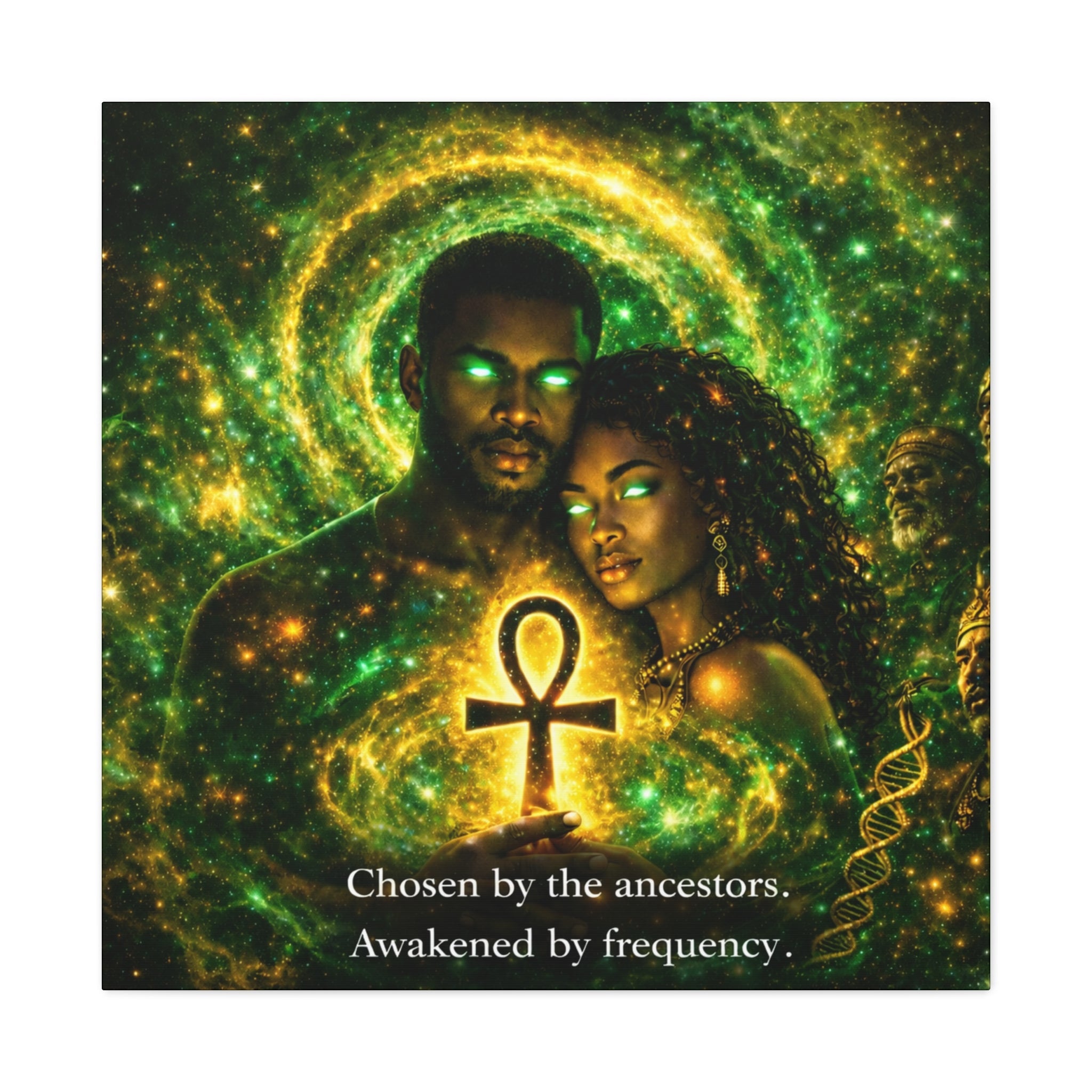 Ancestral Awakening Canvas Print — "Chosen by the ancestors. Awakened by frequency." Printify