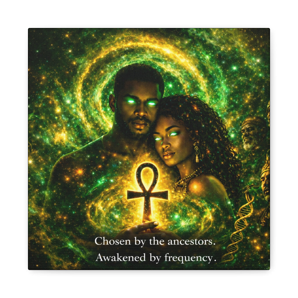Ancestral Awakening Canvas Print — "Chosen by the ancestors. Awakened by frequency." Printify