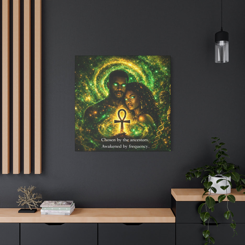 Ancestral Awakening Canvas Print — "Chosen by the ancestors. Awakened by frequency." Printify