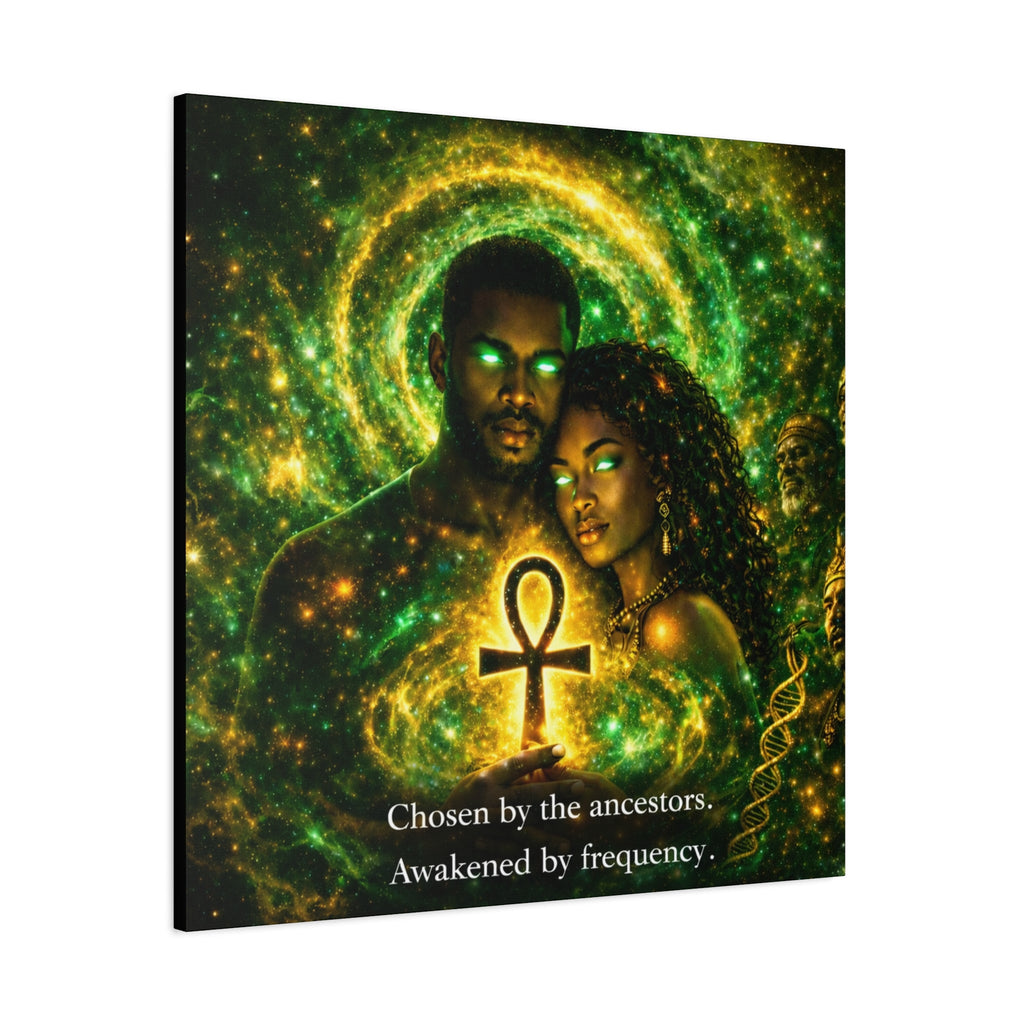 Ancestral Awakening Canvas Print — "Chosen by the ancestors. Awakened by frequency." Printify