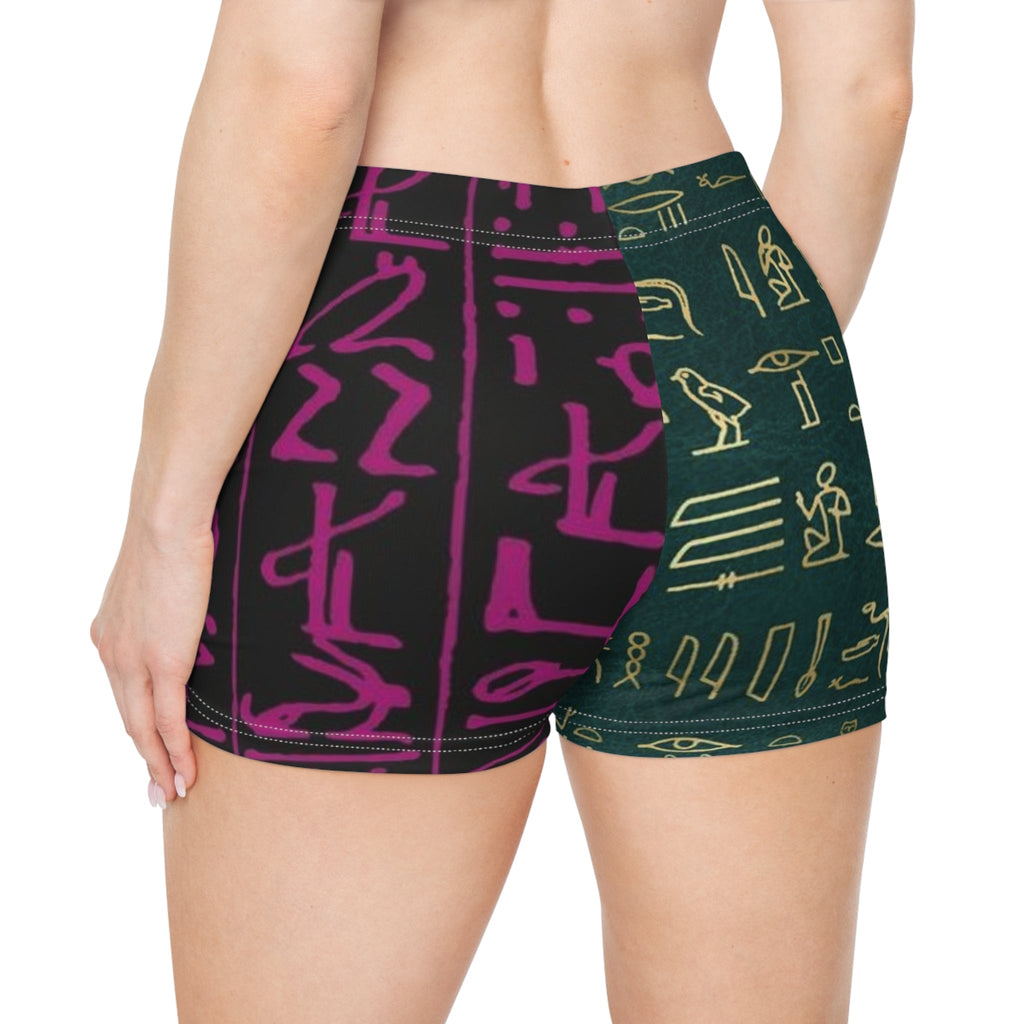 Ancient Symbols Women's Shorts, Graphic Activewear, Summer Sportswear, Unique Workout Shorts, Casual Lounge Shorts, Gift for Her Printify