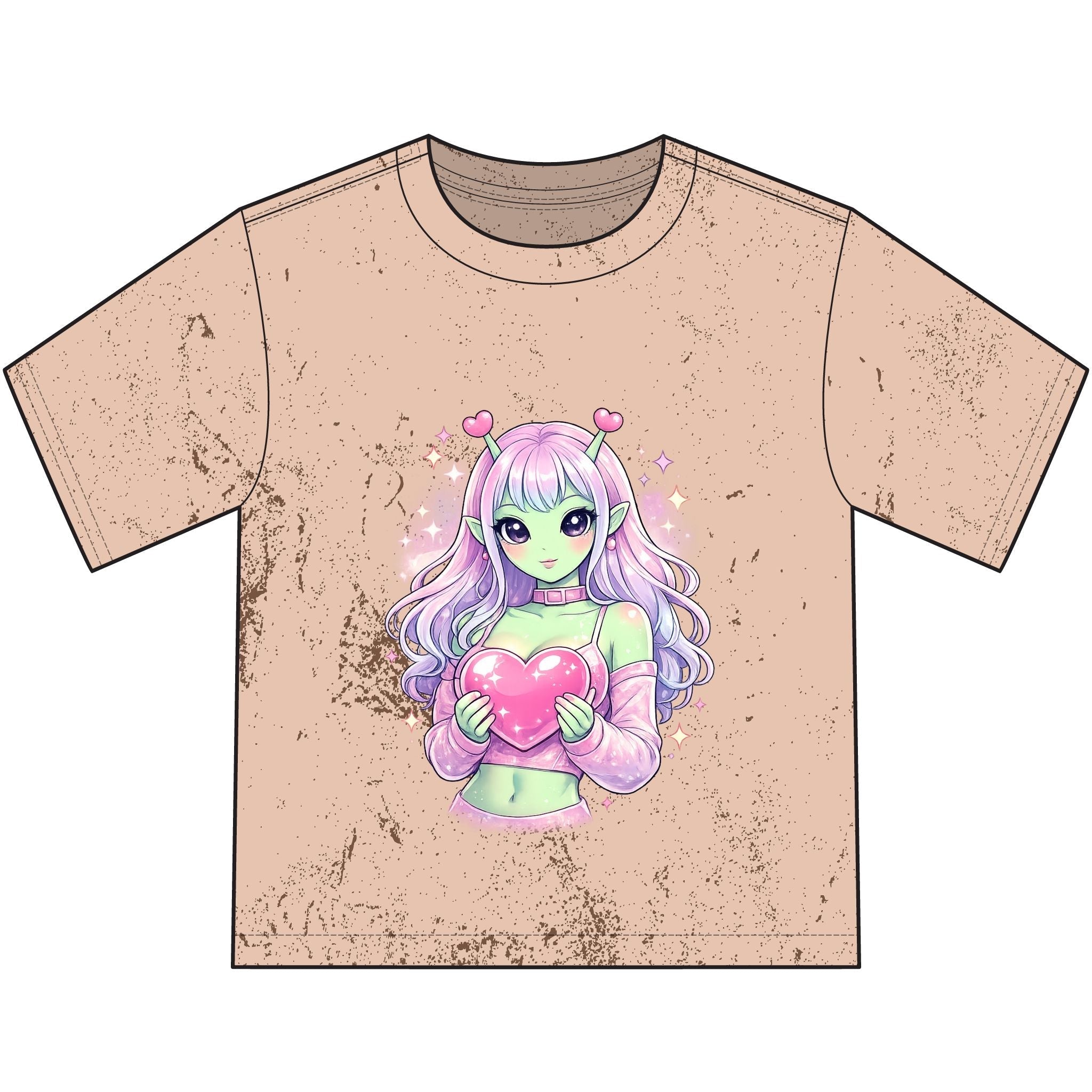Anime Alien Heart Youth T‑Shirt — Pastel Kawaii Cute Heart Graphic Printify