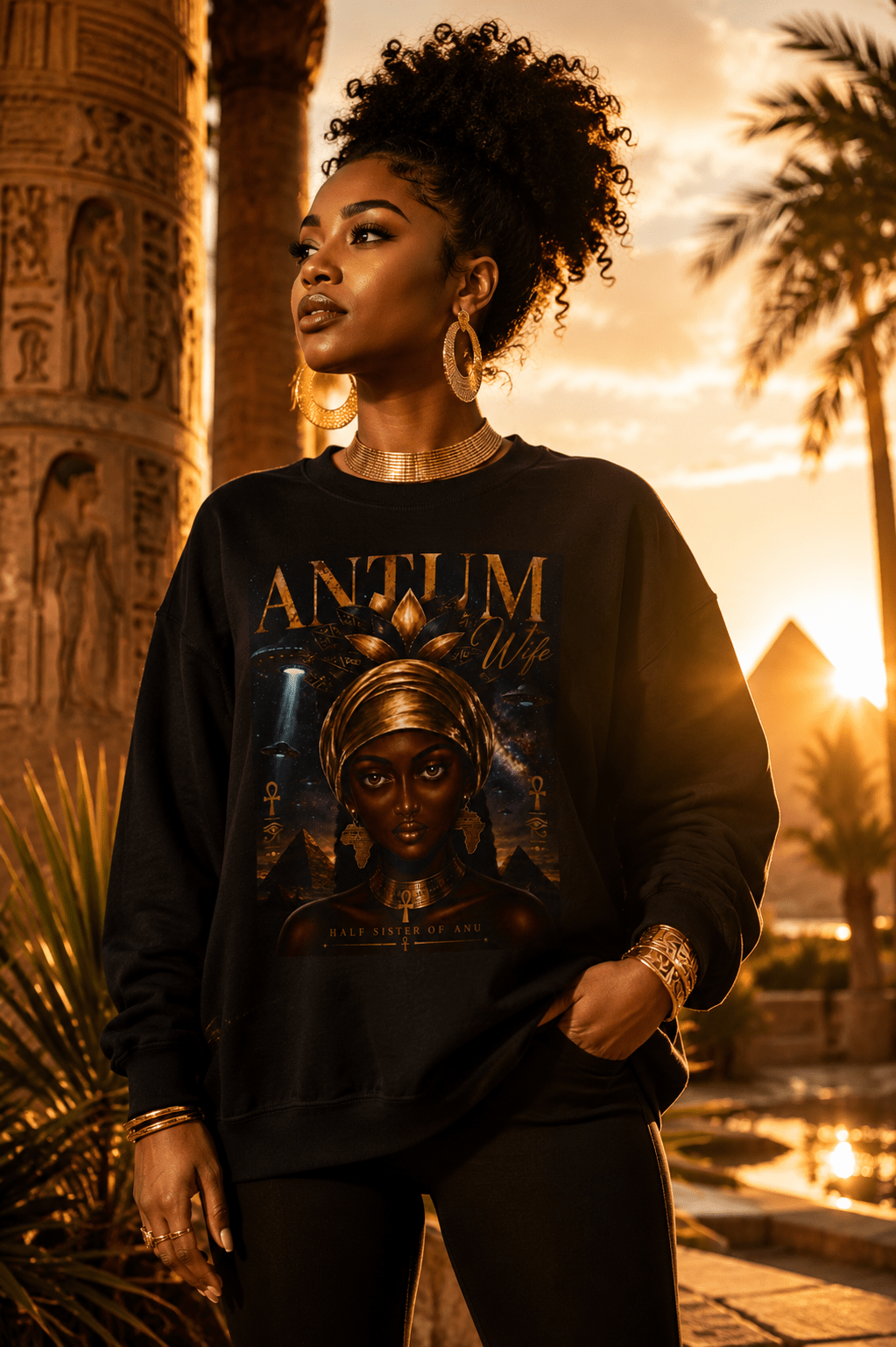 Anitum Afrocentric Goddess Crewneck Sweatshirt