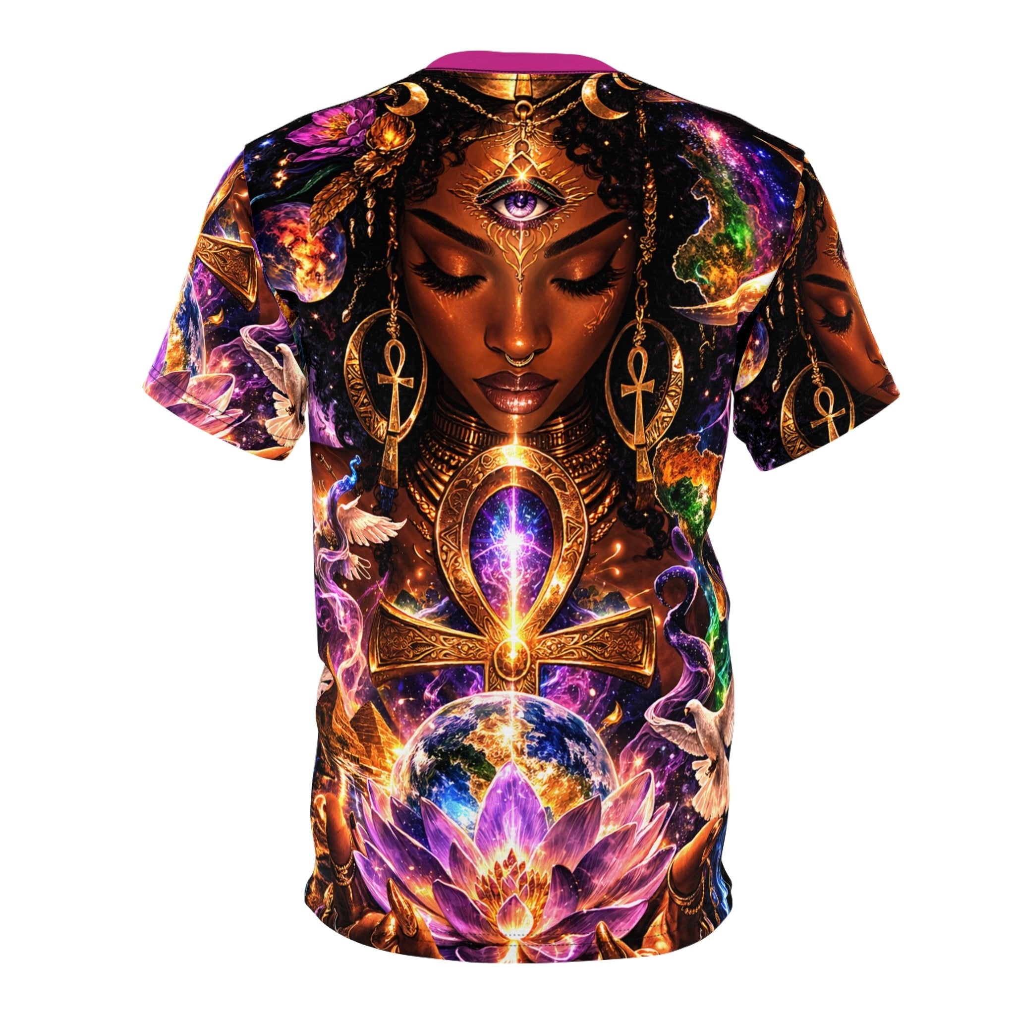 Ankh Goddess AOP Tee | Sacred Feminine Unisex Cut & Sew Tee