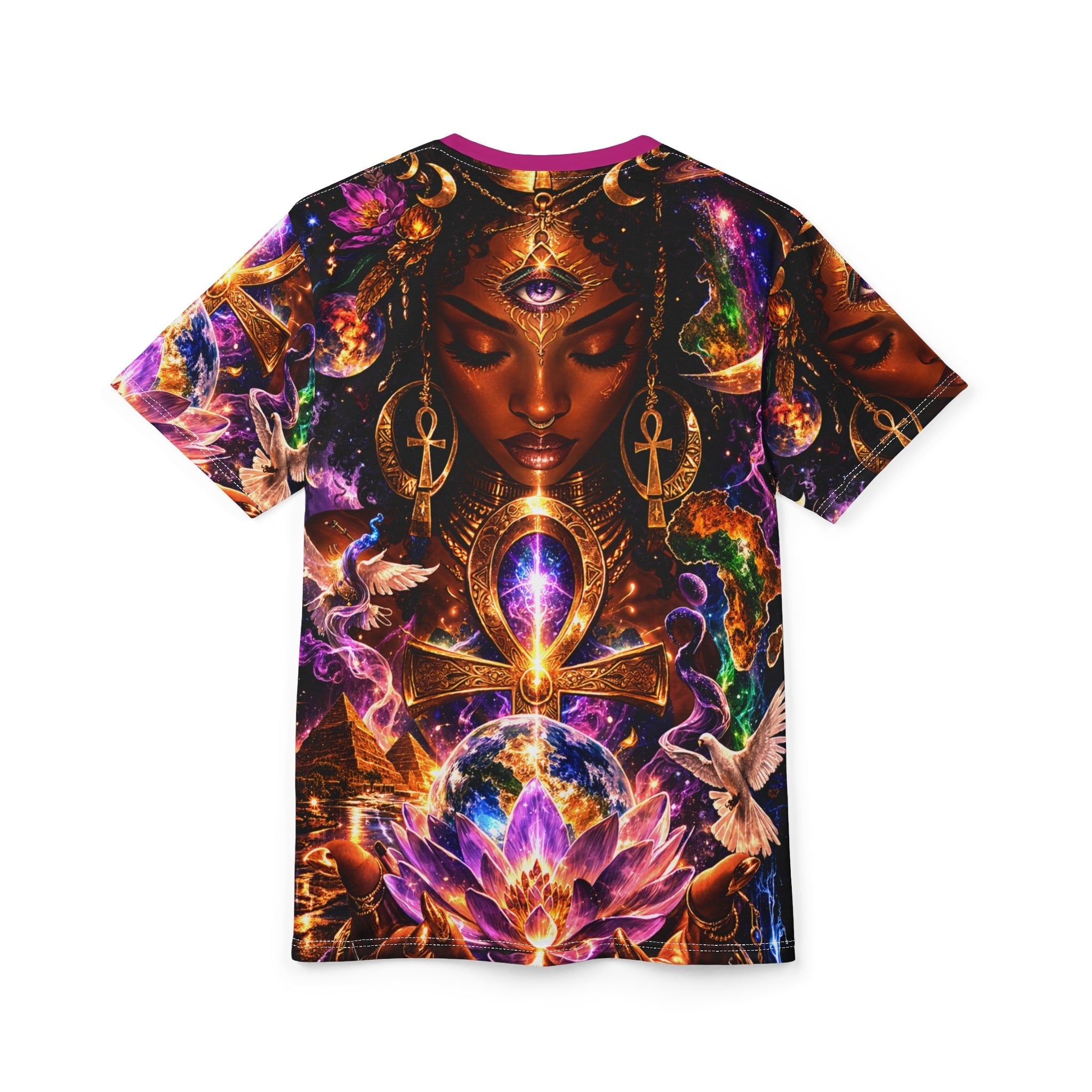 Ankh Goddess AOP Tee | Sacred Feminine Unisex Cut & Sew Tee