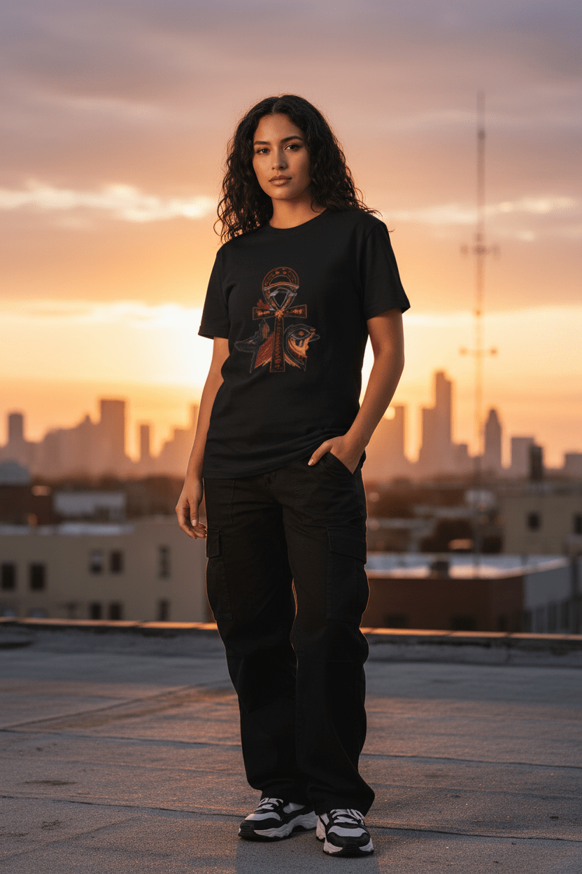 Latina Woman Urban Rooftop Sunset