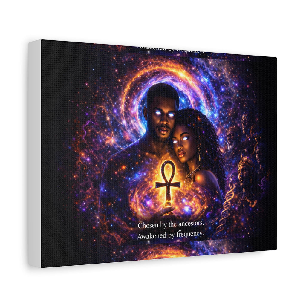 Ankh of the Cosmos Canvas Art — Afrocentric Mystic Couple Matte Stretched Print Printify