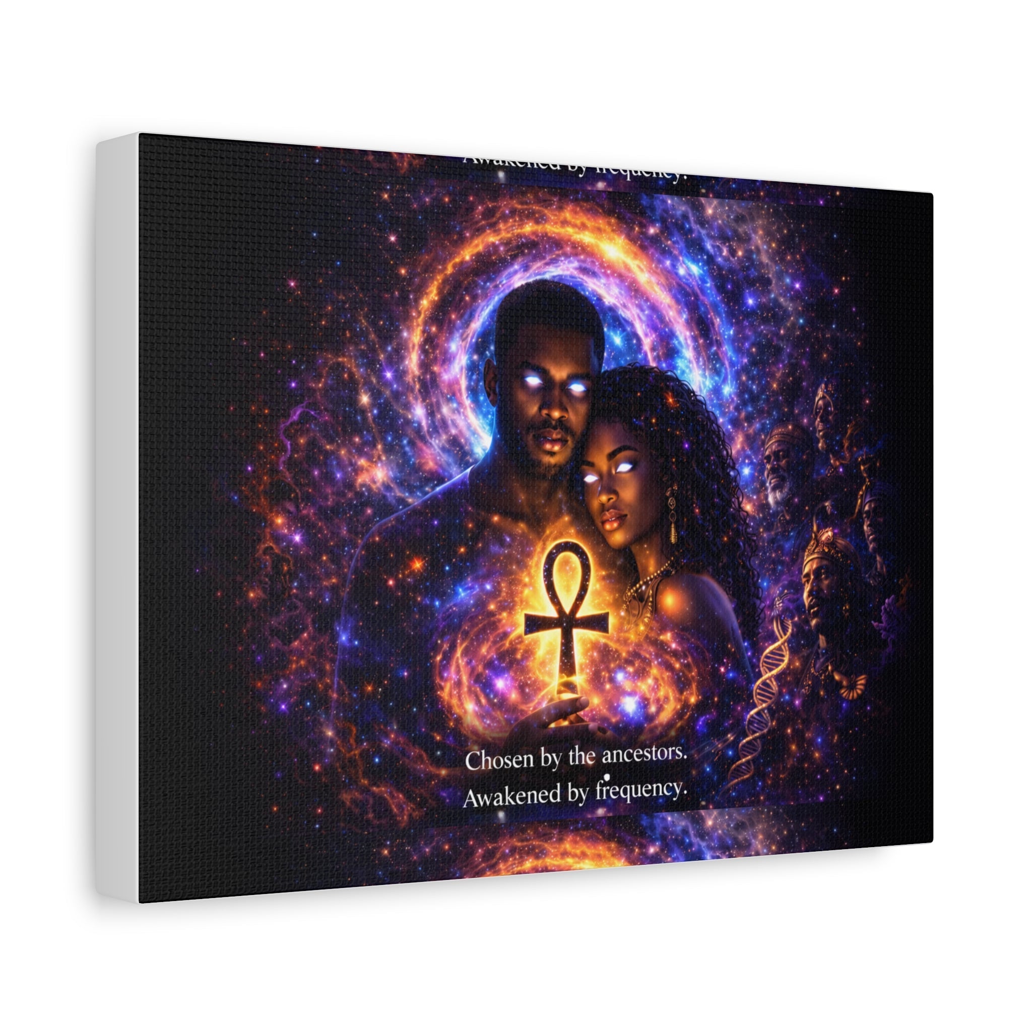 Ankh of the Cosmos Canvas Art — Afrocentric Mystic Couple Matte Stretched Print Printify