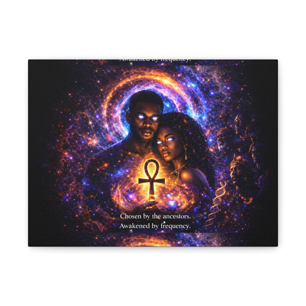 Ankh of the Cosmos Canvas Art — Afrocentric Mystic Couple Matte Stretched Print Printify