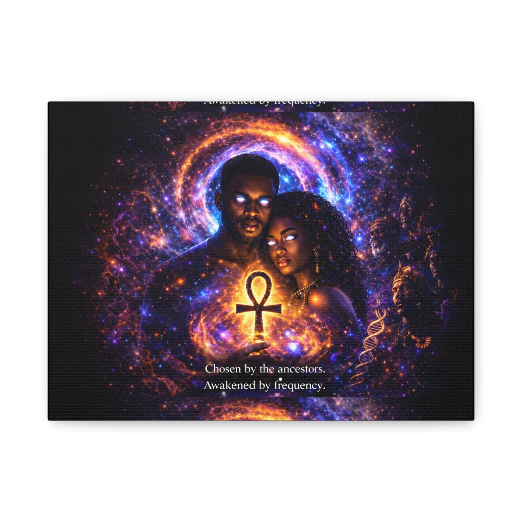 Ankh of the Cosmos Canvas Art — Afrocentric Mystic Couple Matte Stretched Print Printify