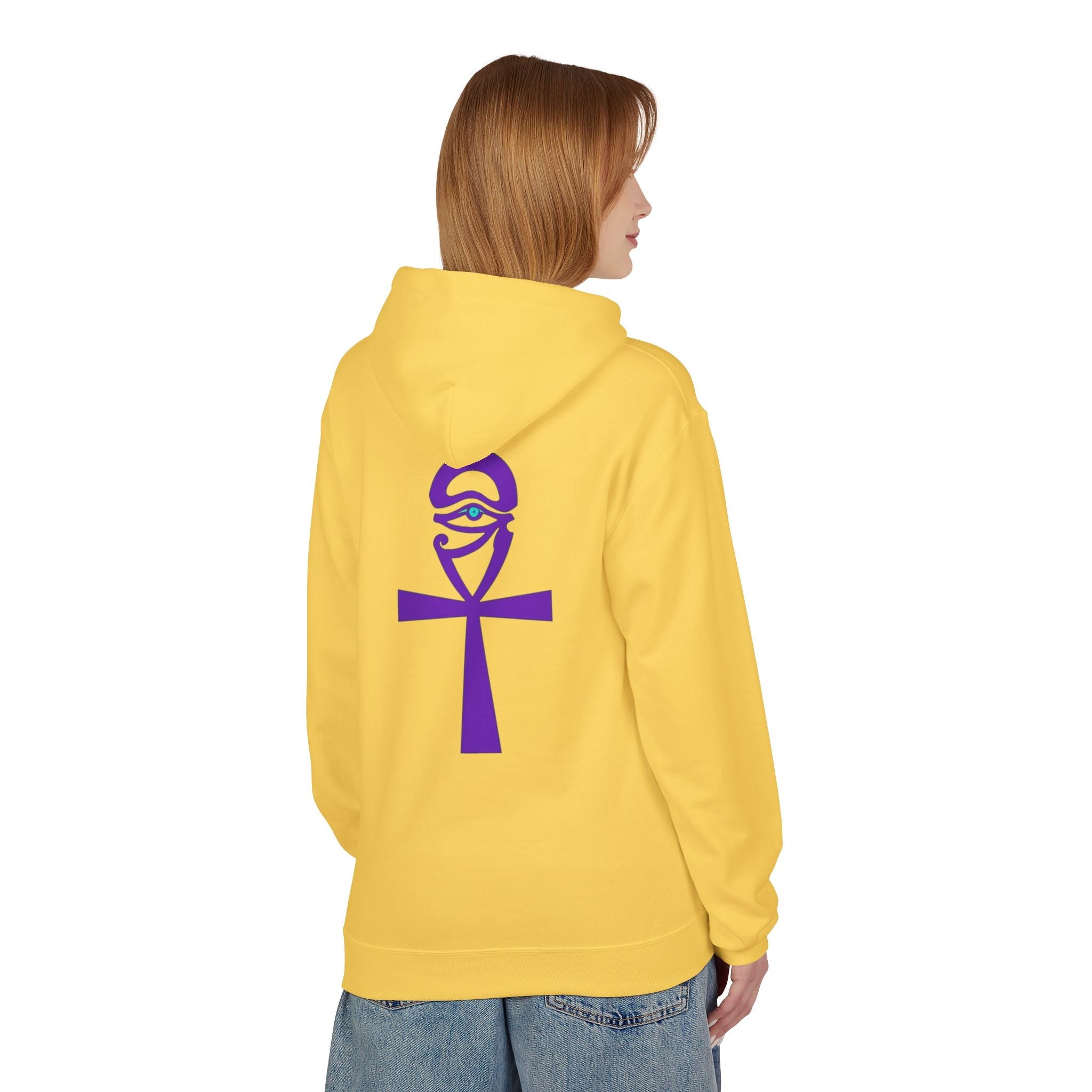 Ankh Symbol Fleece Hoodie | Unisex Cozy Wear for Spiritual Souls, Perfect Gift for Festivals, Meditation, and Everyday Comfort Printify
