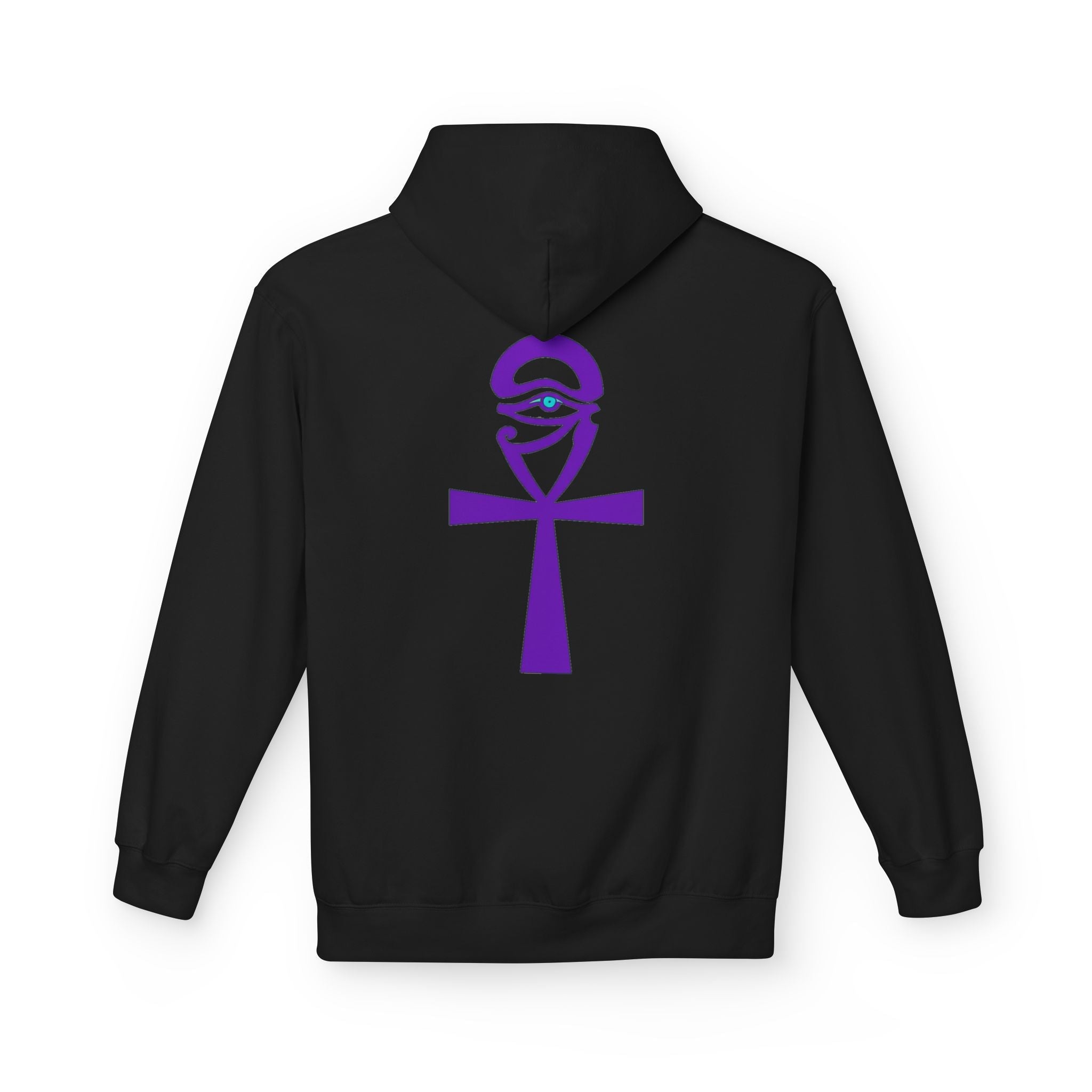 Ankh Symbol Fleece Hoodie | Unisex Cozy Wear for Spiritual Souls, Perfect Gift for Festivals, Meditation, and Everyday Comfort Printify