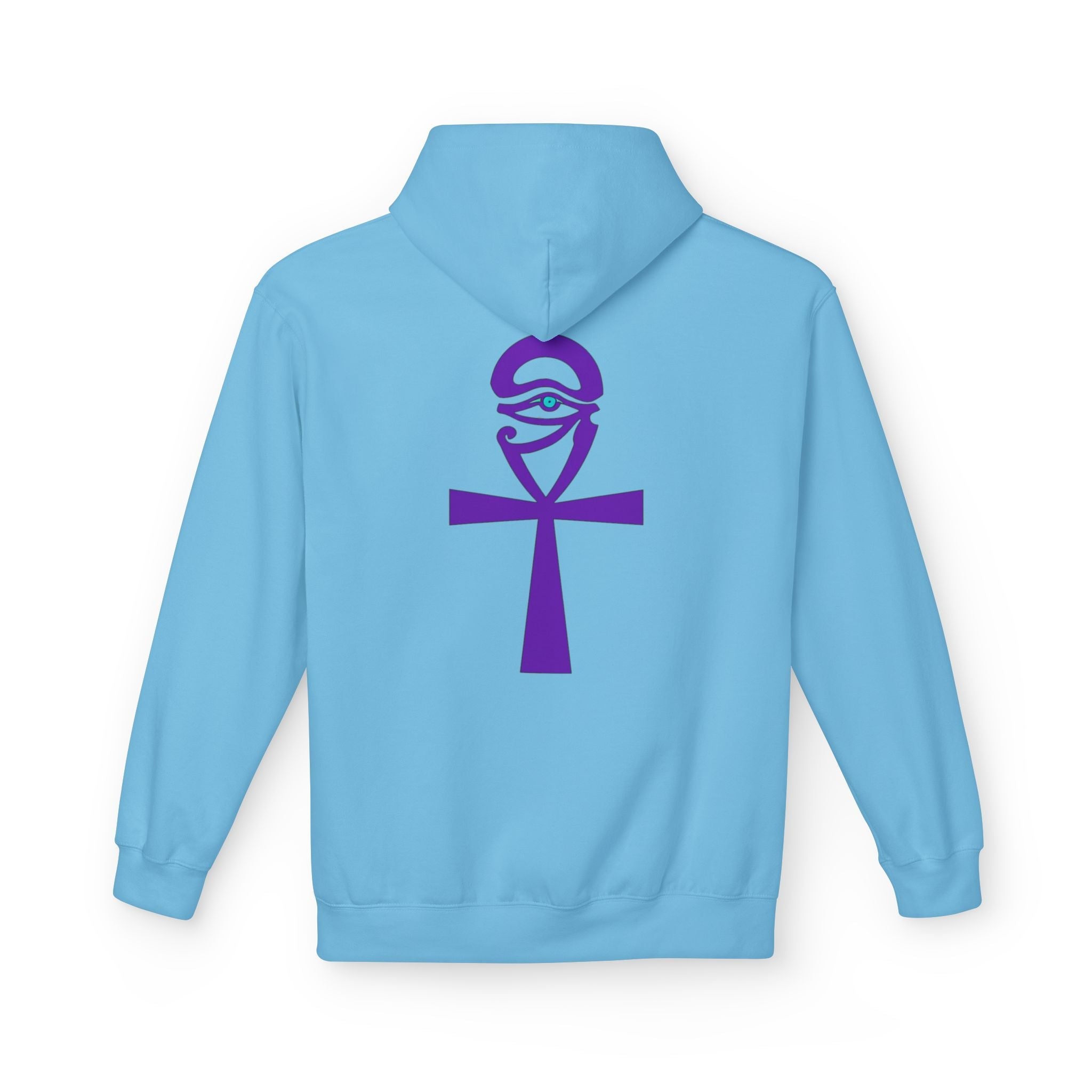 Ankh Symbol Fleece Hoodie | Unisex Cozy Wear for Spiritual Souls, Perfect Gift for Festivals, Meditation, and Everyday Comfort Printify