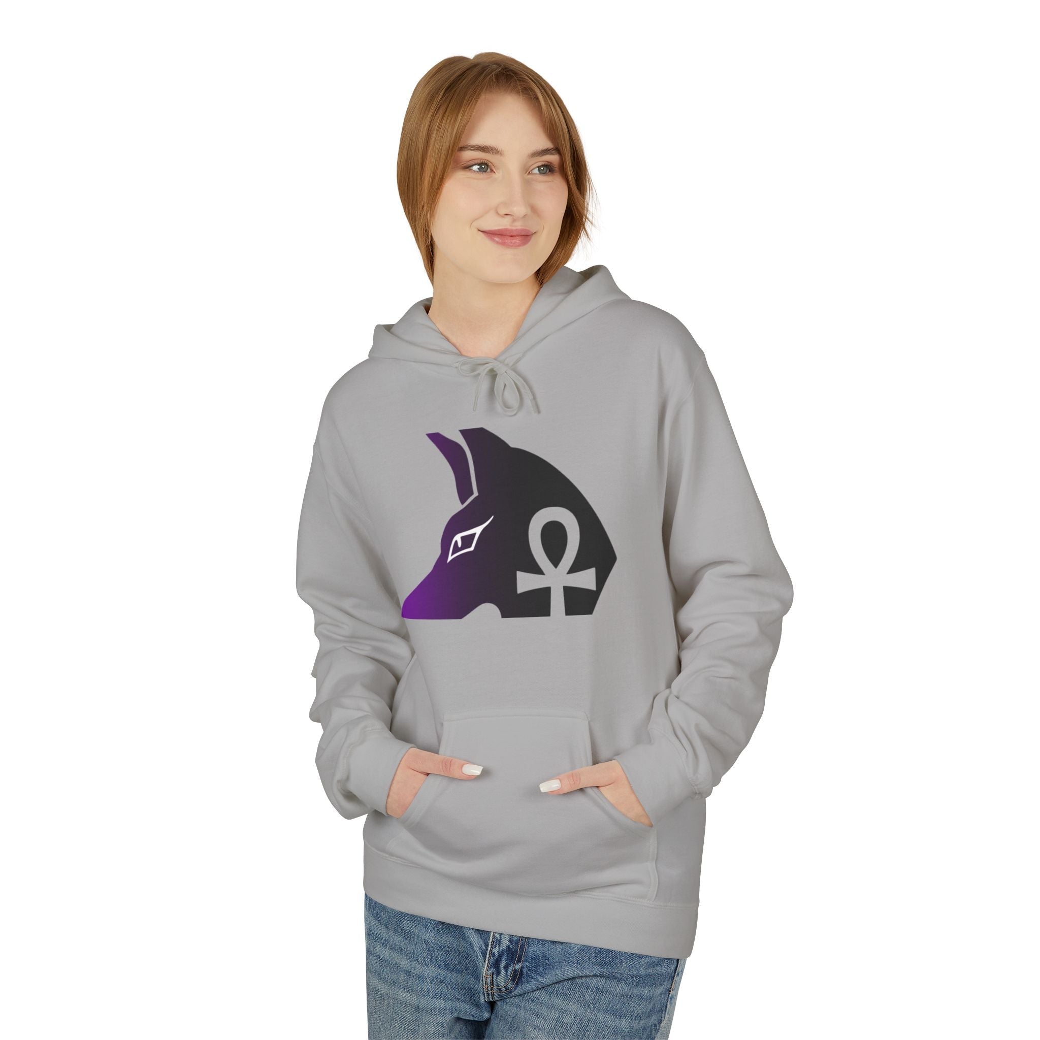 Ankh Symbol Fleece Hoodie | Unisex Cozy Wear for Spiritual Souls, Perfect Gift for Festivals, Meditation, and Everyday Comfort Printify