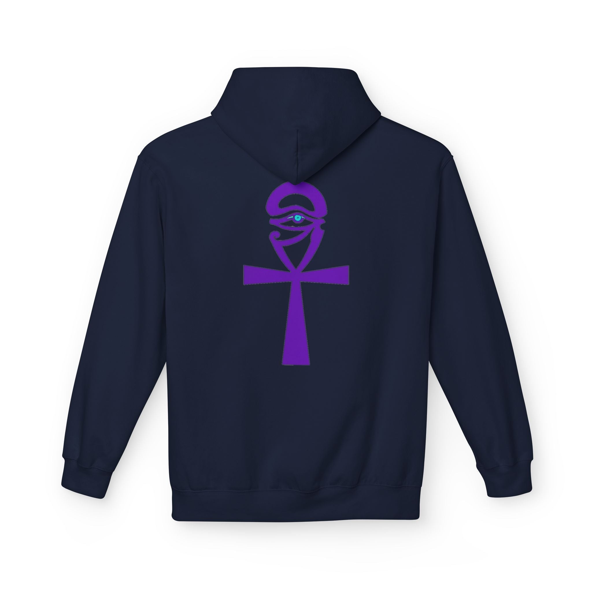 Ankh Symbol Fleece Hoodie | Unisex Cozy Wear for Spiritual Souls, Perfect Gift for Festivals, Meditation, and Everyday Comfort Printify
