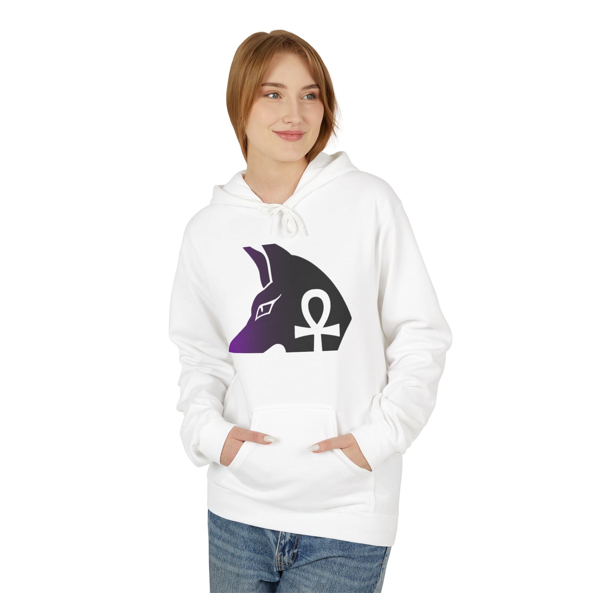 Ankh Symbol Fleece Hoodie | Unisex Cozy Wear for Spiritual Souls, Perfect Gift for Festivals, Meditation, and Everyday Comfort Printify