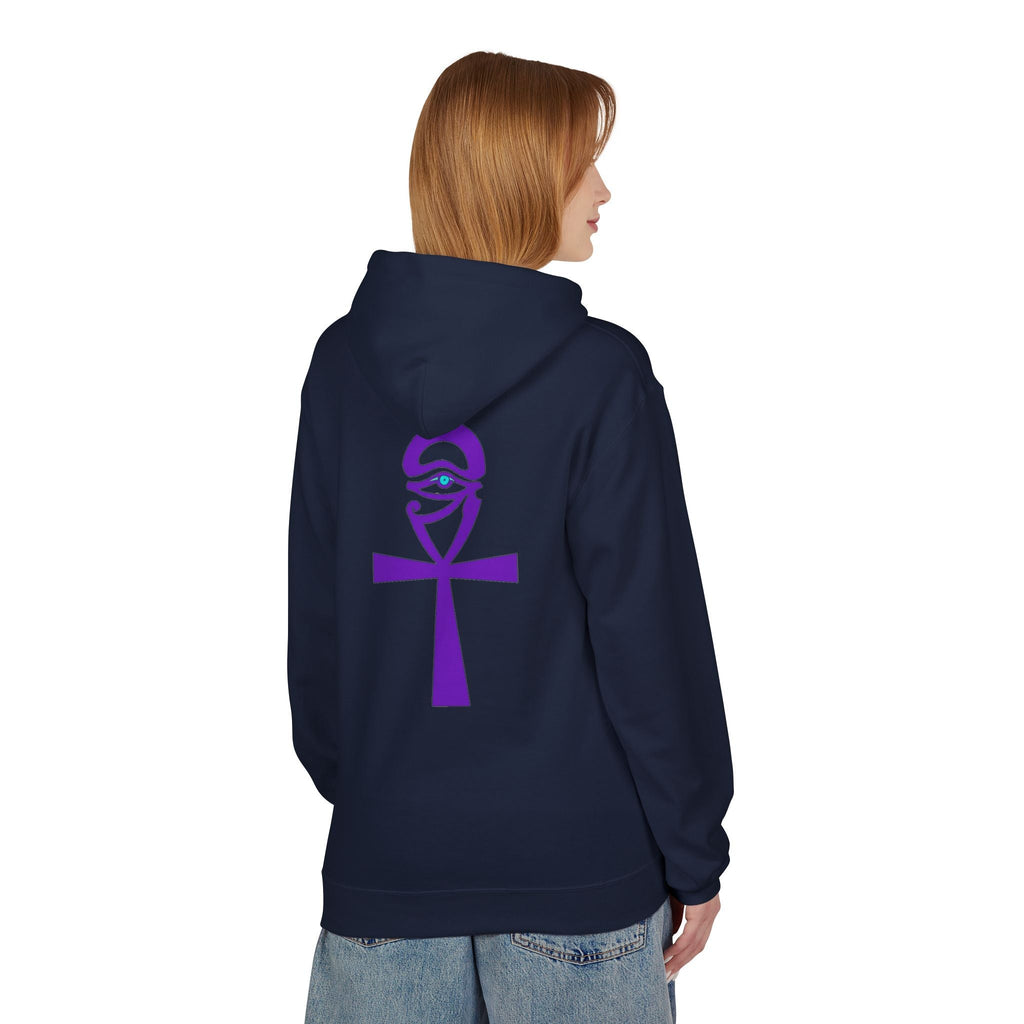 Ankh Symbol Fleece Hoodie | Unisex Cozy Wear for Spiritual Souls, Perfect Gift for Festivals, Meditation, and Everyday Comfort Printify