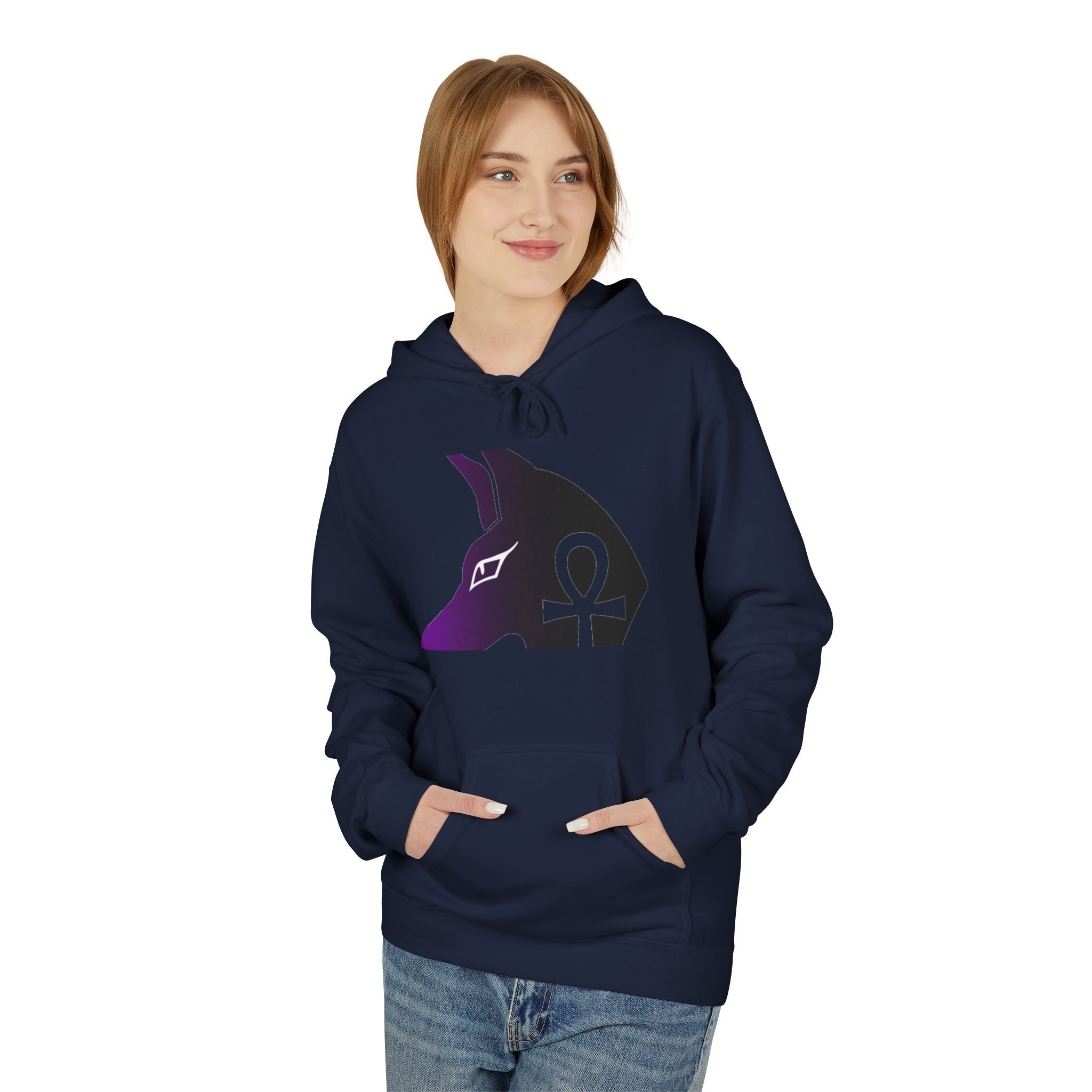 Ankh Symbol Fleece Hoodie | Unisex Cozy Wear for Spiritual Souls, Perfect Gift for Festivals, Meditation, and Everyday Comfort Printify