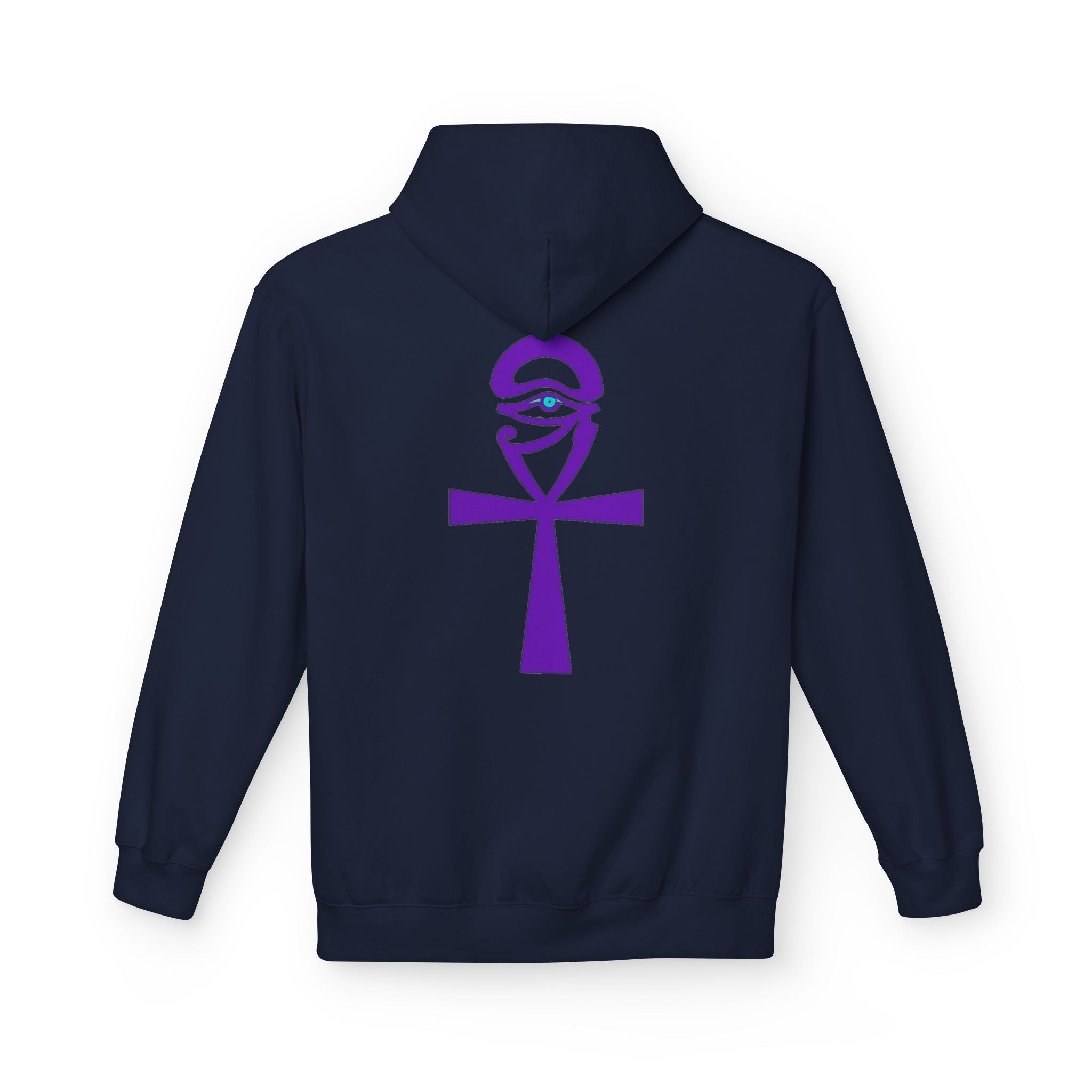 Ankh Symbol Fleece Hoodie | Unisex Cozy Wear for Spiritual Souls, Perfect Gift for Festivals, Meditation, and Everyday Comfort Printify