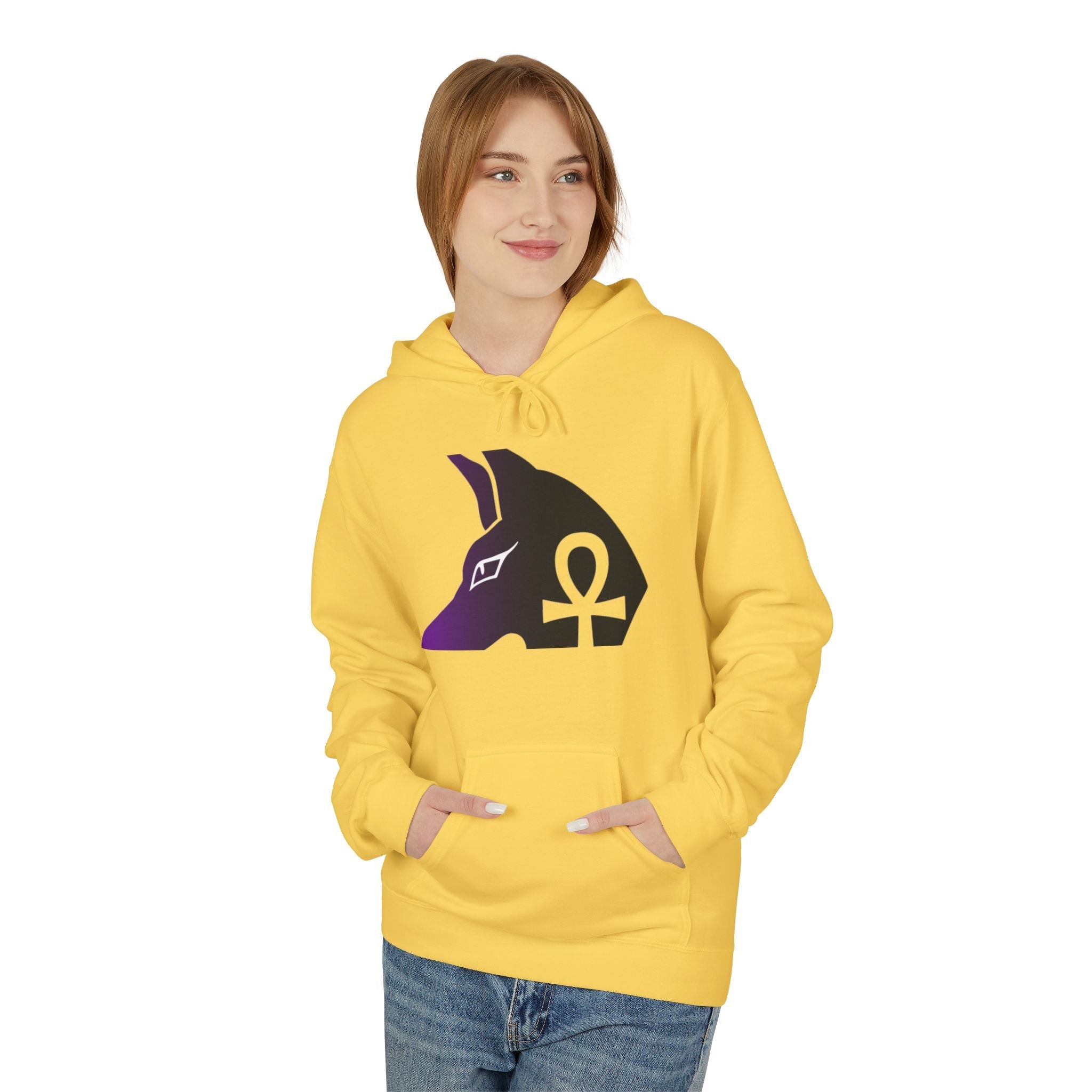 Ankh Symbol Fleece Hoodie | Unisex Cozy Wear for Spiritual Souls, Perfect Gift for Festivals, Meditation, and Everyday Comfort Printify