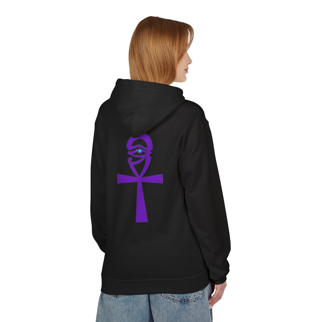 Ankh Symbol Fleece Hoodie | Unisex Cozy Wear for Spiritual Souls, Perfect Gift for Festivals, Meditation, and Everyday Comfort Printify
