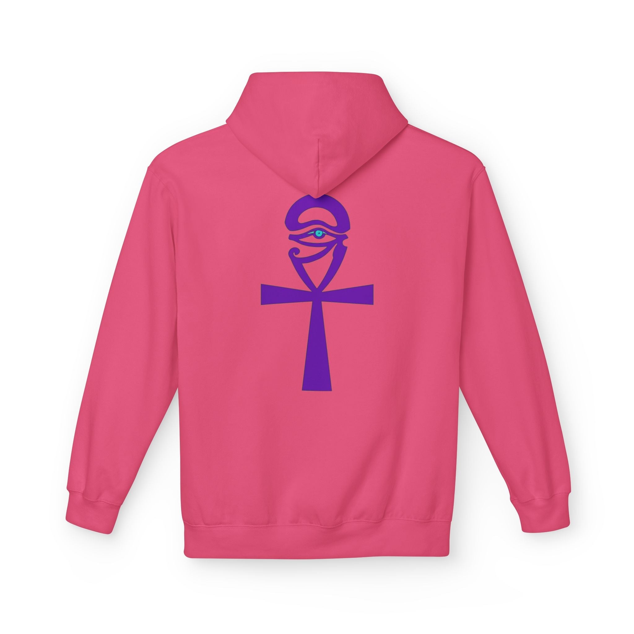 Ankh Symbol Fleece Hoodie | Unisex Cozy Wear for Spiritual Souls, Perfect Gift for Festivals, Meditation, and Everyday Comfort Printify