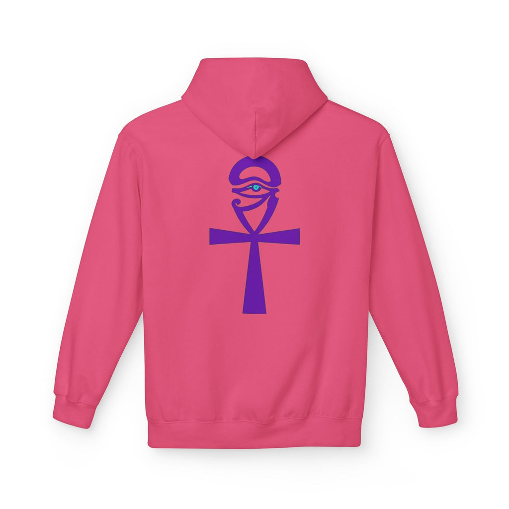 Ankh Symbol Fleece Hoodie | Unisex Cozy Wear for Spiritual Souls, Perfect Gift for Festivals, Meditation, and Everyday Comfort Printify