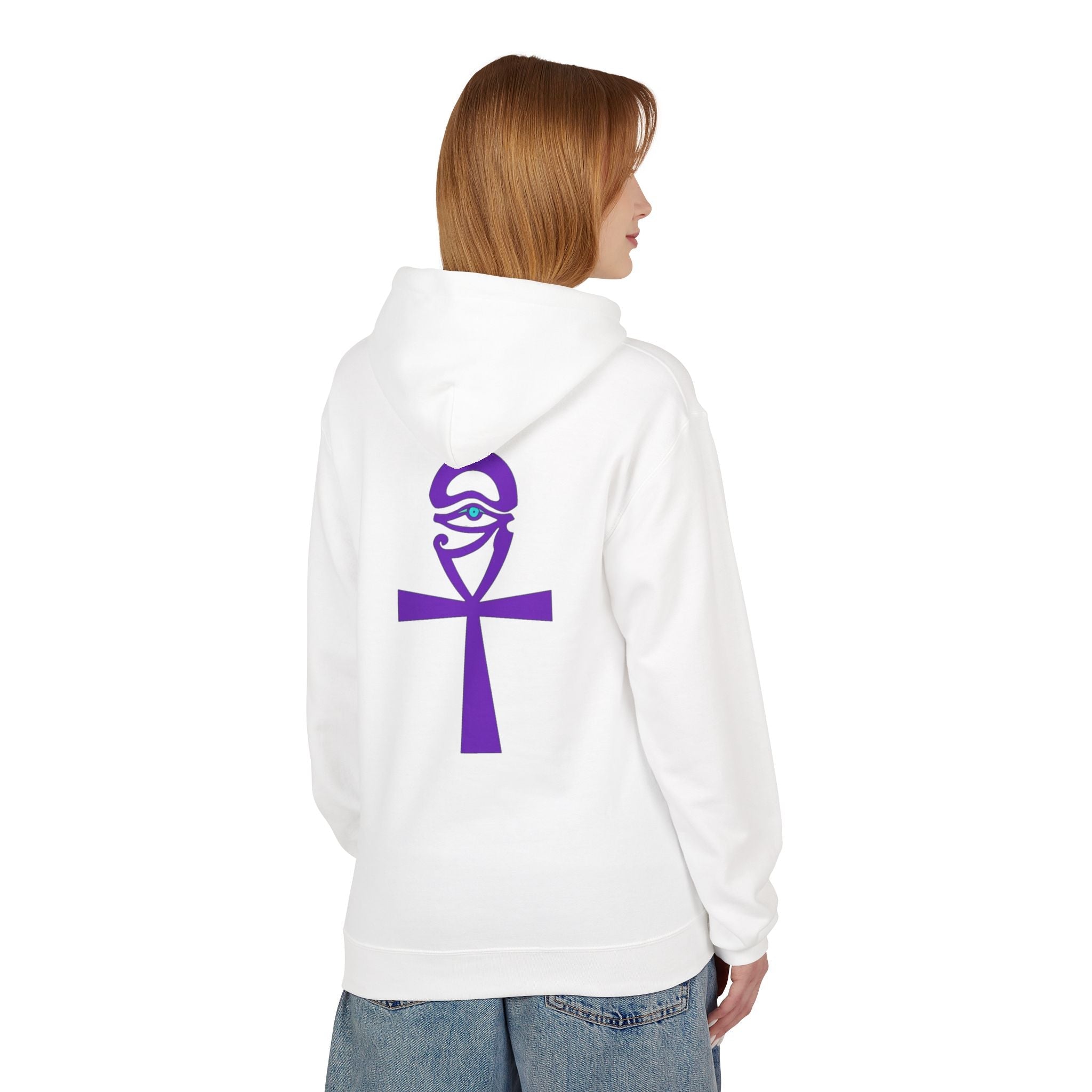 Ankh Symbol Fleece Hoodie | Unisex Cozy Wear for Spiritual Souls, Perfect Gift for Festivals, Meditation, and Everyday Comfort Printify