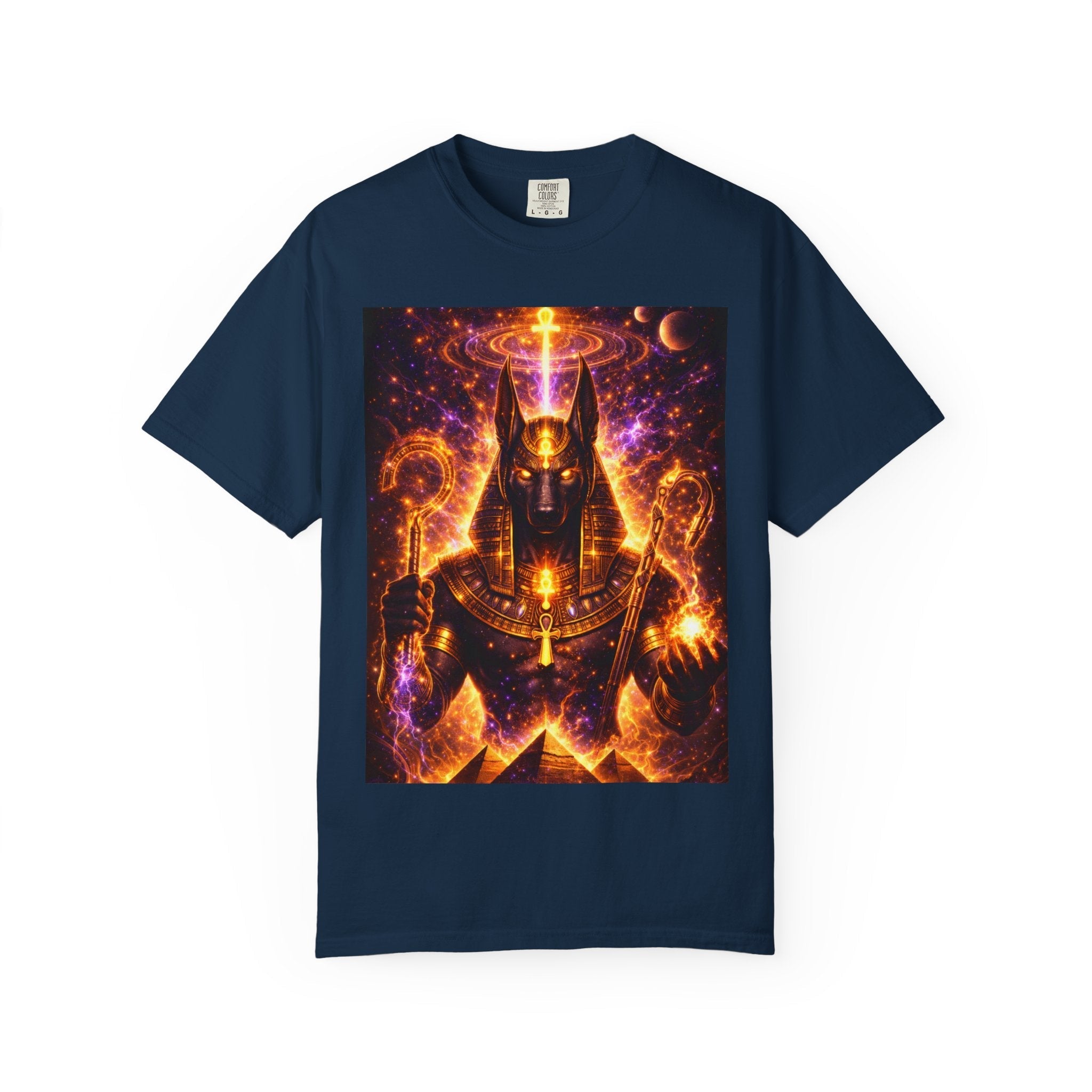 Anubis Cosmic Warrior T-Shirt — Egyptian God Neon Mythic Tee Printify