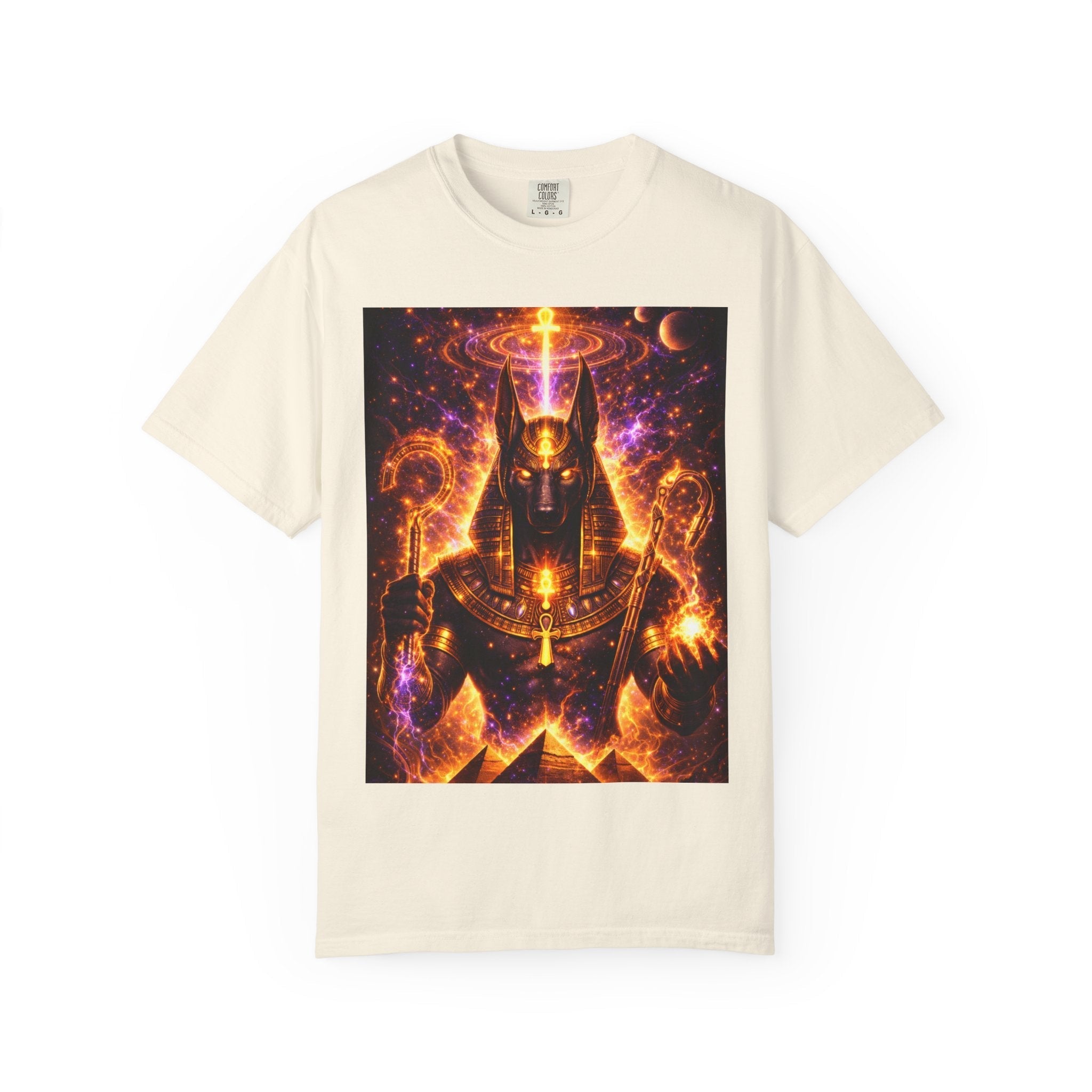 Anubis Cosmic Warrior T-Shirt — Egyptian God Neon Mythic Tee Printify