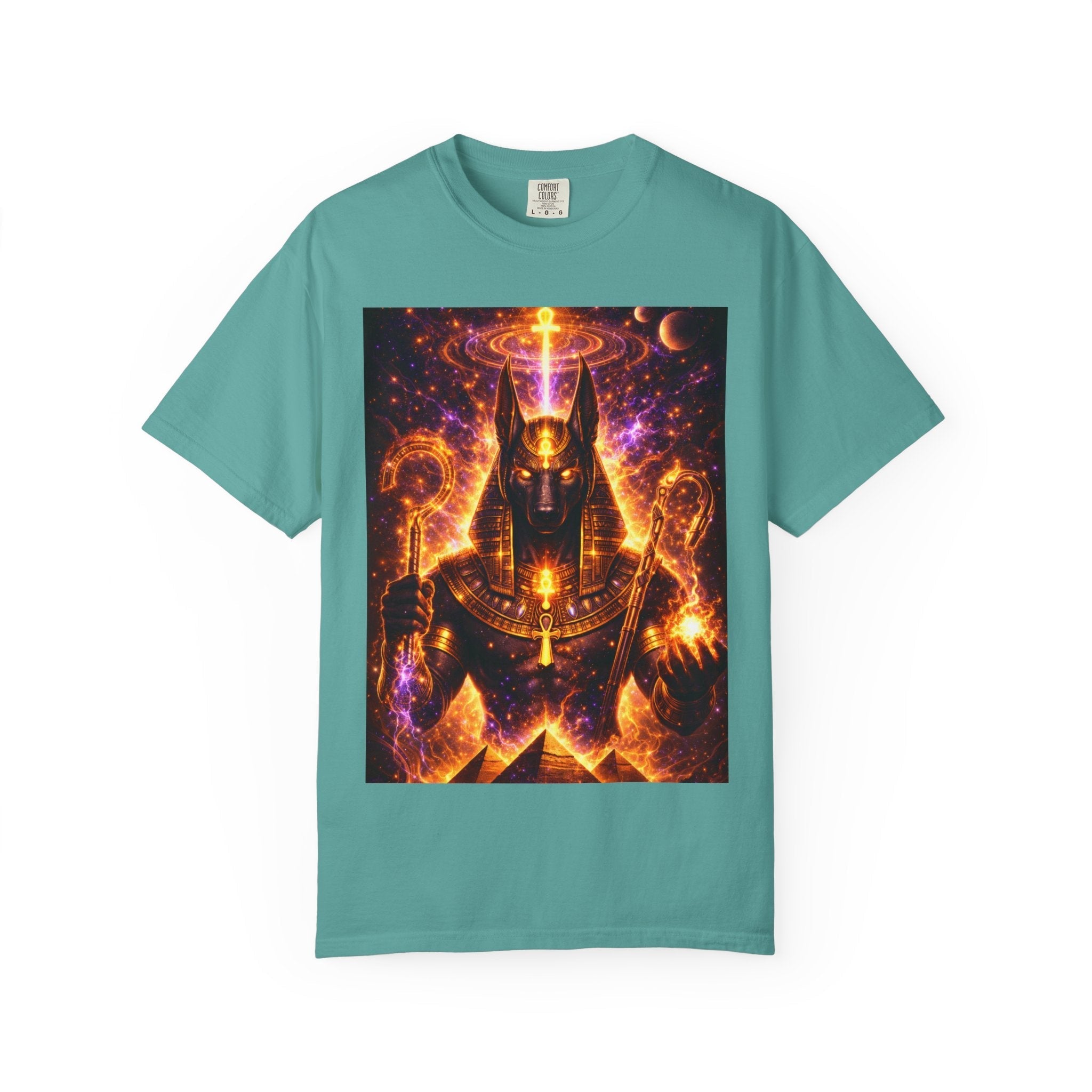 Anubis Cosmic Warrior T-Shirt — Egyptian God Neon Mythic Tee Printify